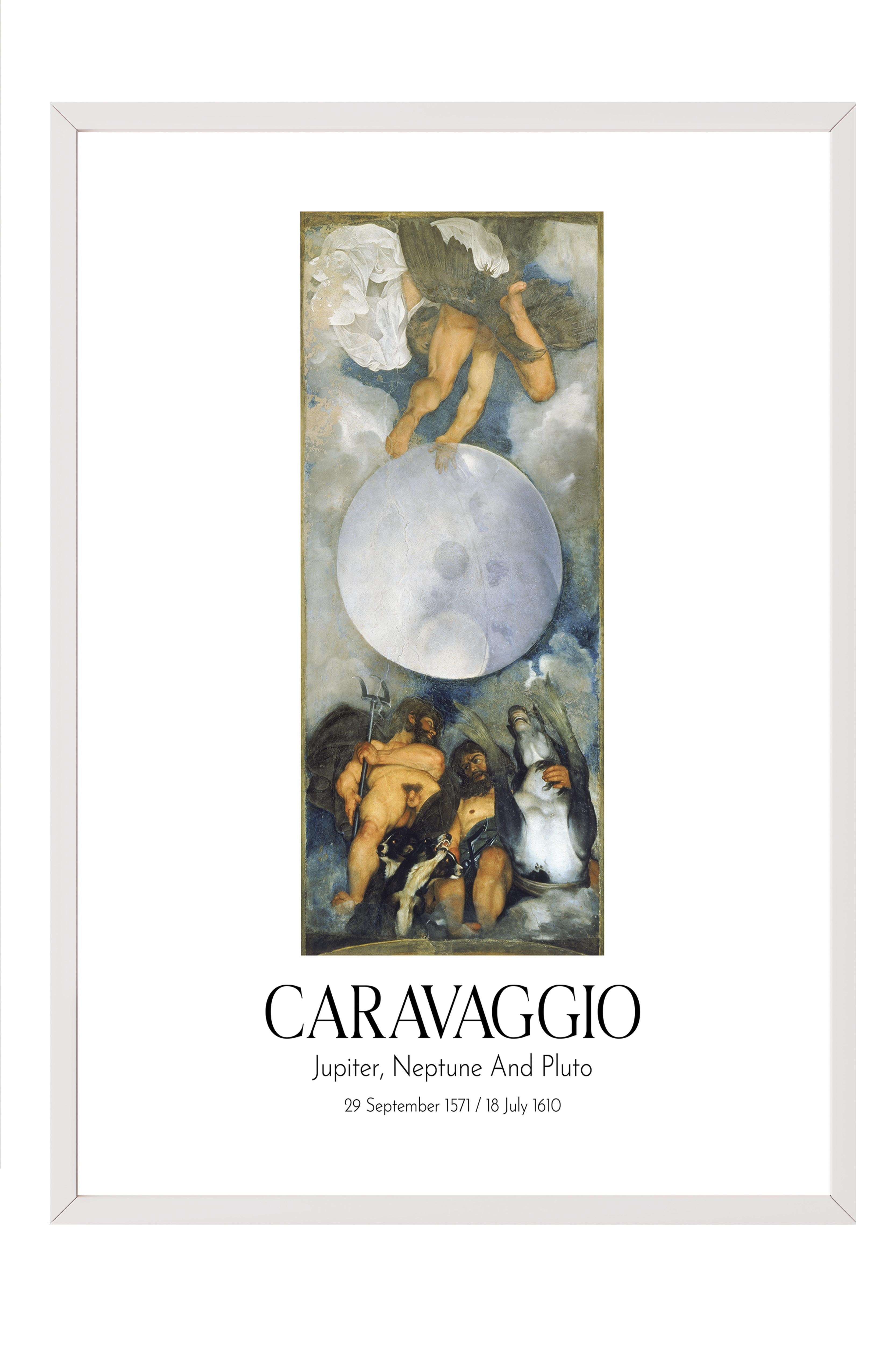 Caravaggio - Jupiter, Neptune And Pluto, Beyaz Çerçeveli Tablo, Sanat Serisi NO:111636