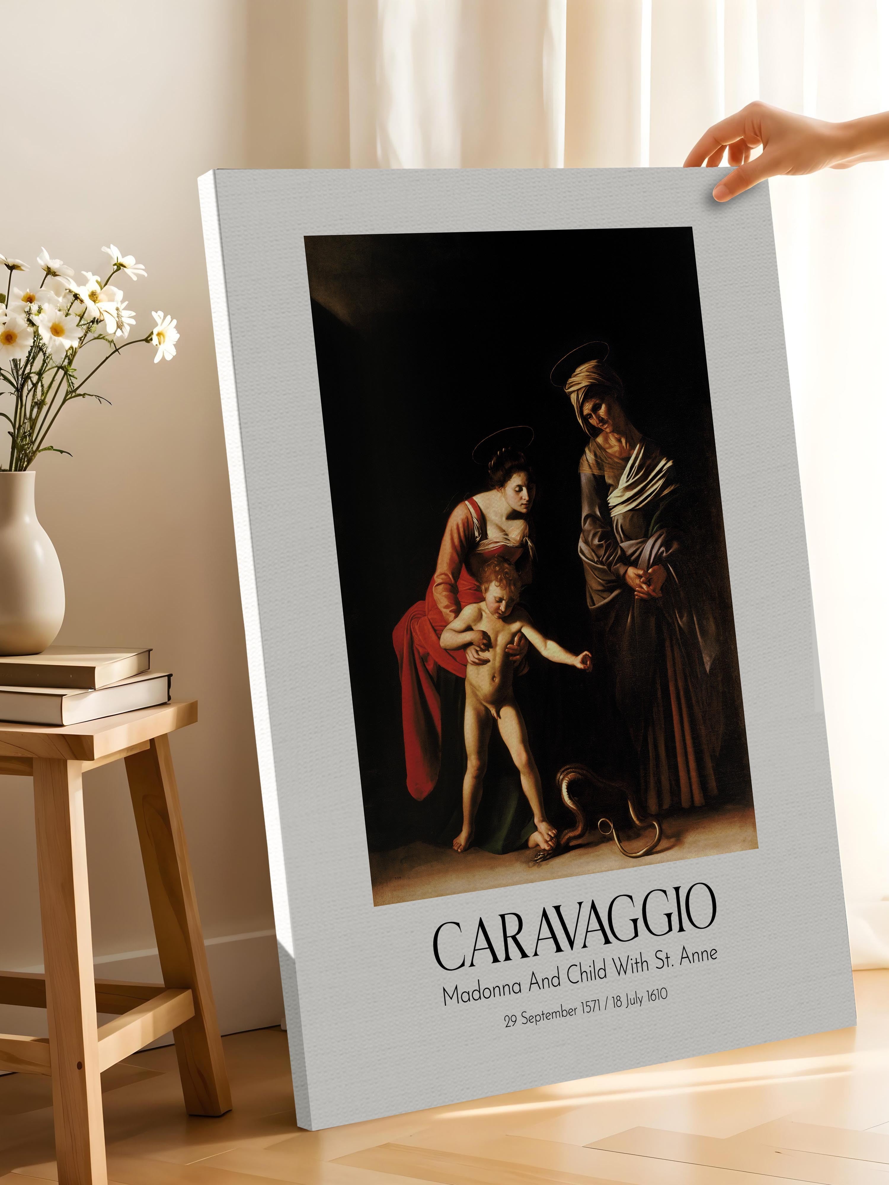 Caravaggio - Madonna And Child With St. Anne, Kanvas Tablo, Sanat Serisi NO:111637
