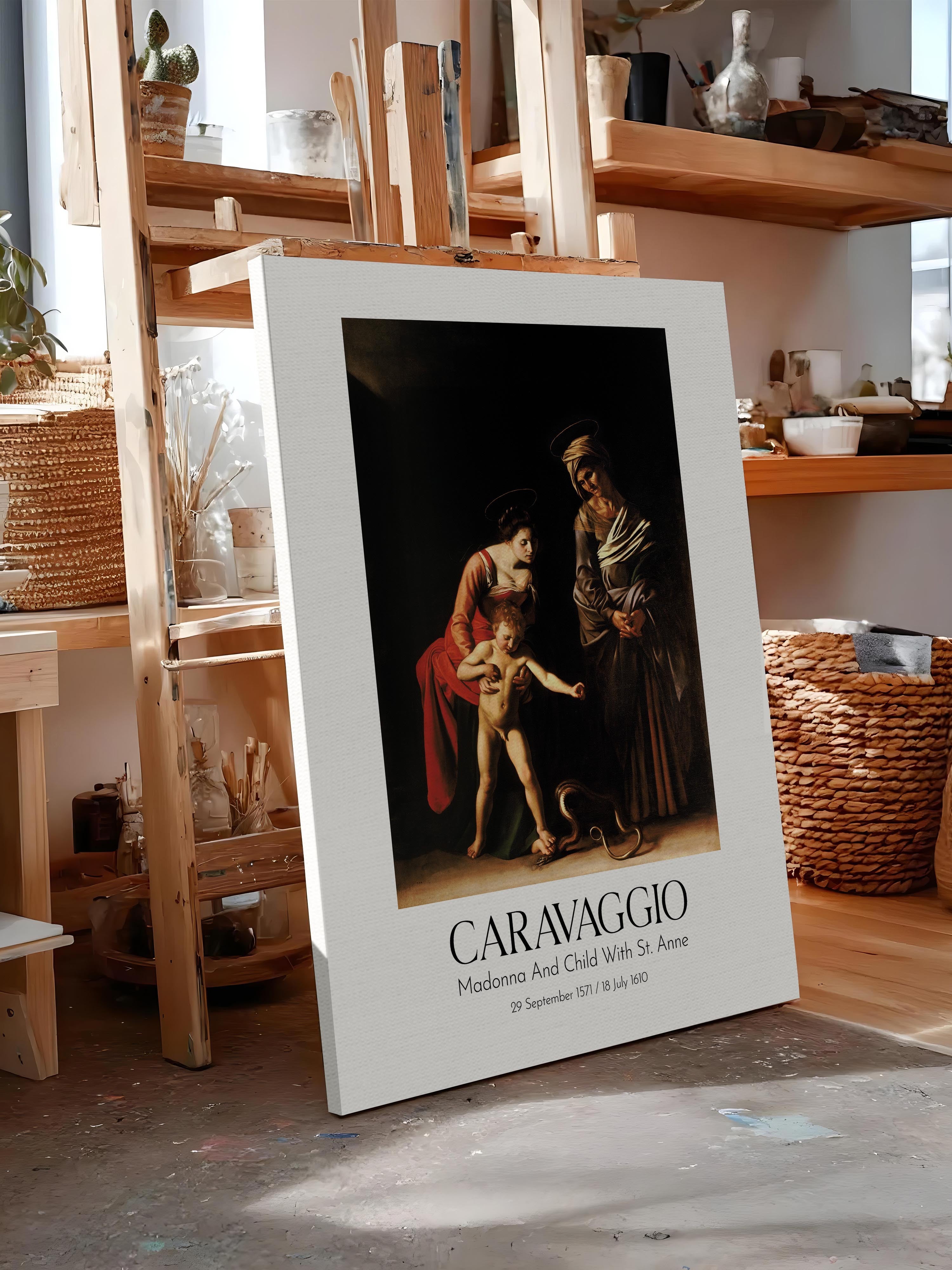 Caravaggio - Madonna And Child With St. Anne, Kanvas Tablo, Sanat Serisi NO:111637