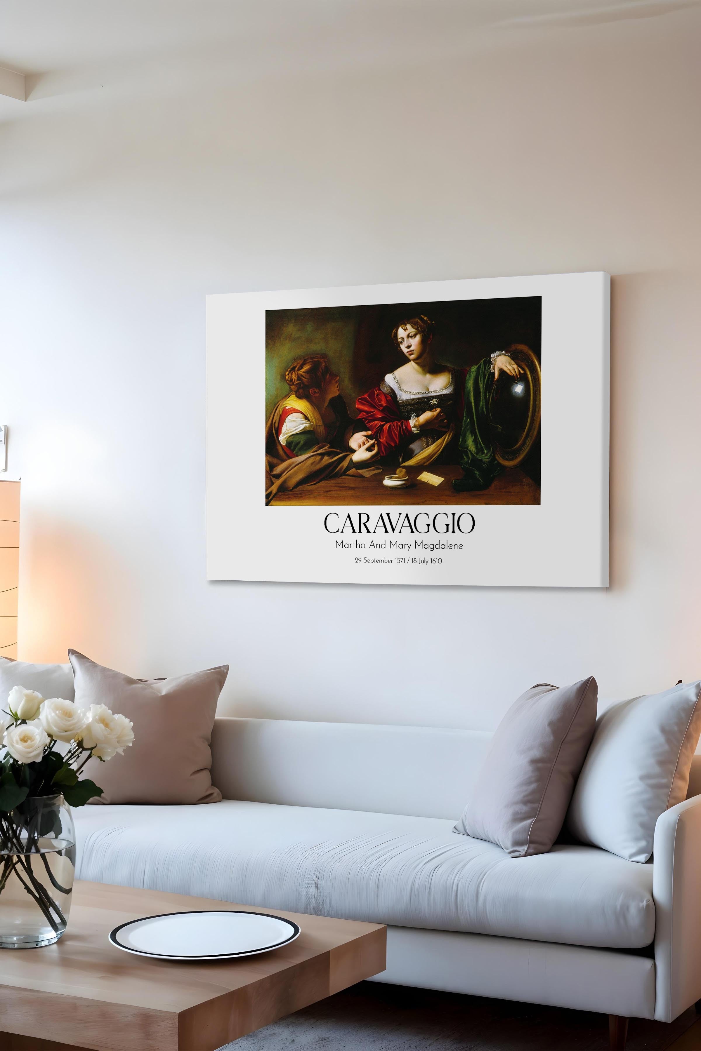 Caravaggio - Martha And Mary Magdalene, Kanvas Tablo, Sanat Serisi NO:111657