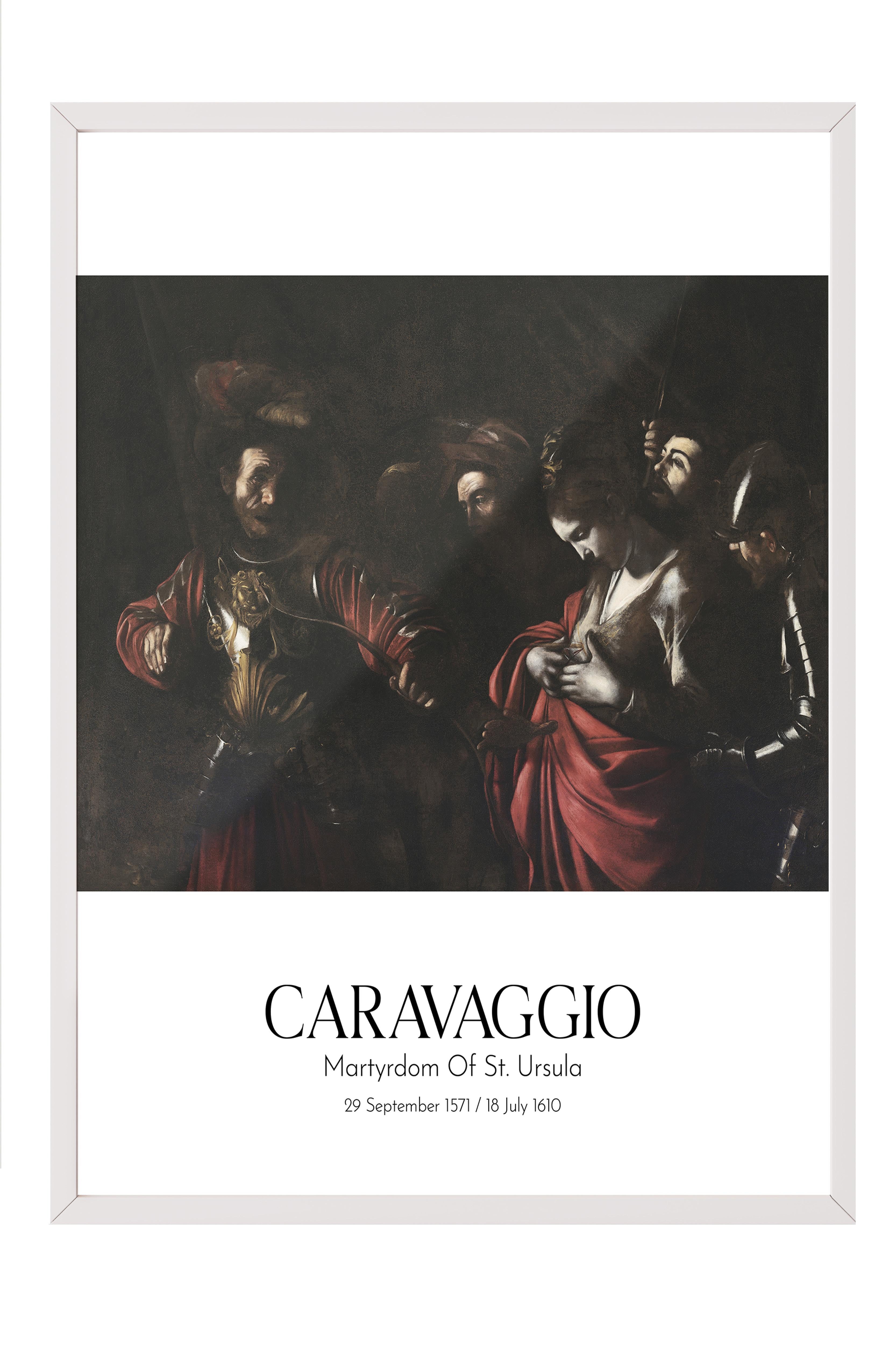 Caravaggio - Martyrdom Of St. Ursula, Beyaz Çerçeveli Tablo, Sanat Serisi NO:111640