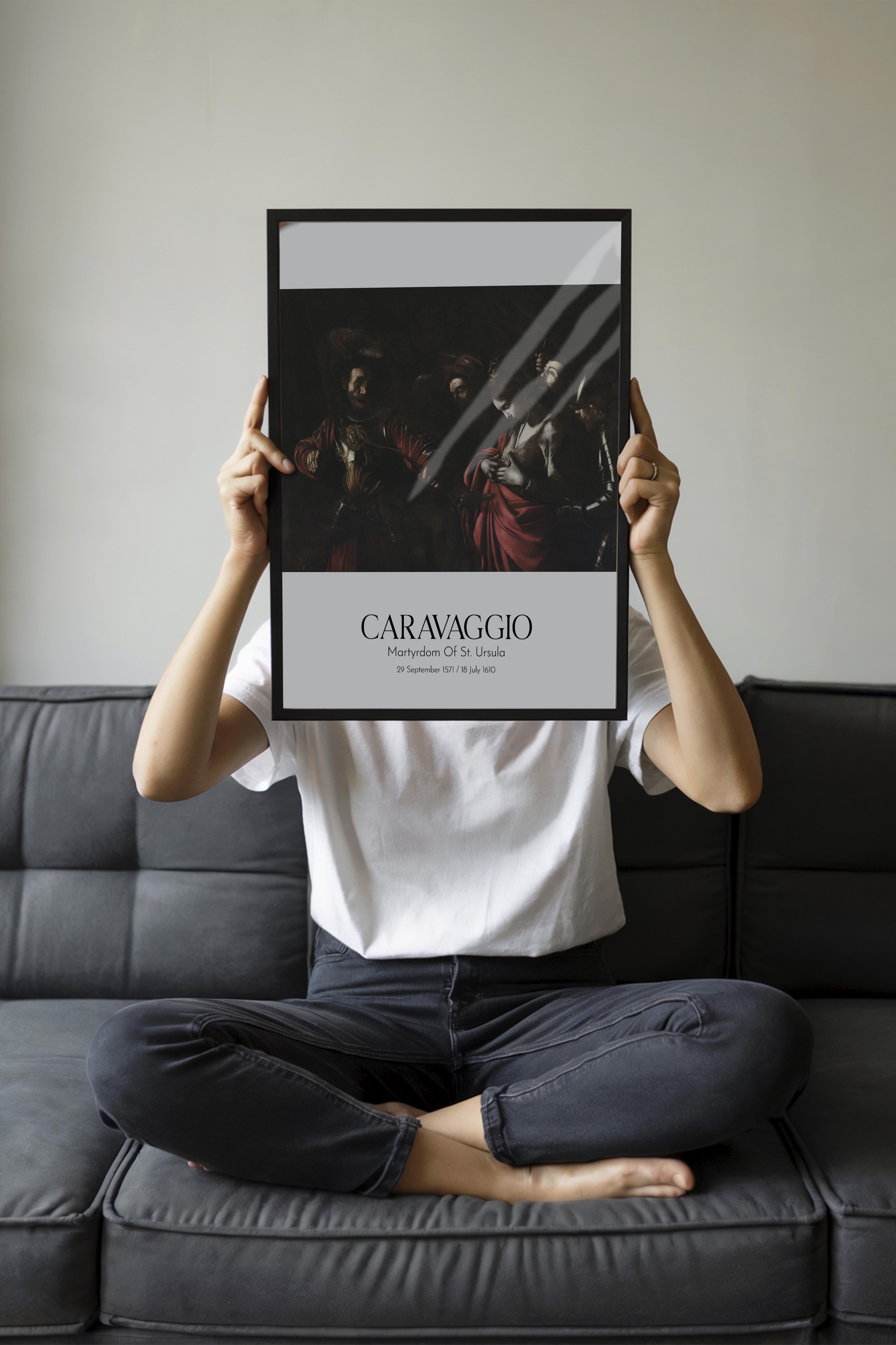 Caravaggio - Martyrdom Of St. Ursula, Siyah Çerçeveli Tablo, Sanat Serisi NO:111640
