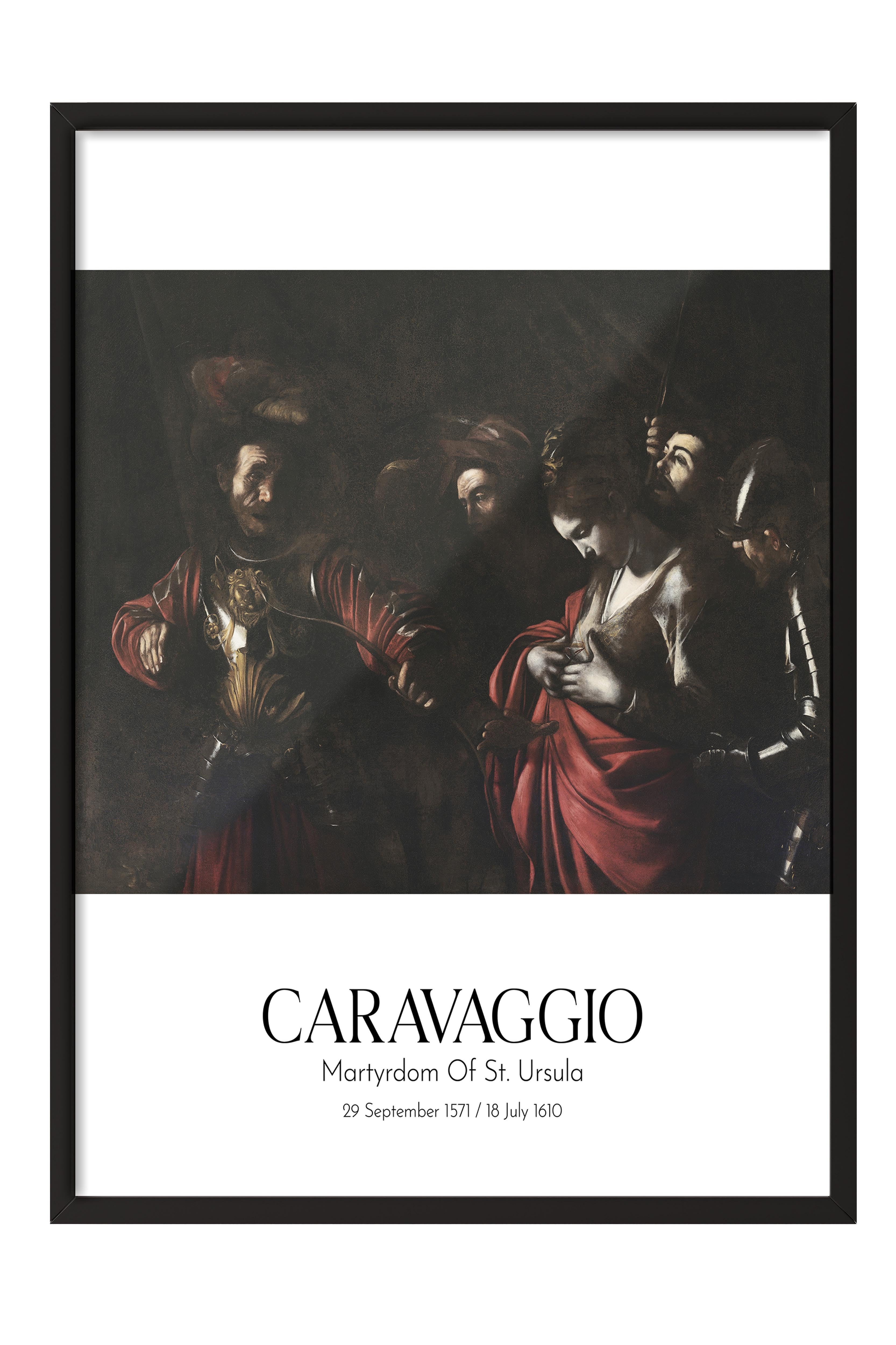 Caravaggio - Martyrdom Of St. Ursula, Siyah Çerçeveli Tablo, Sanat Serisi NO:111640
