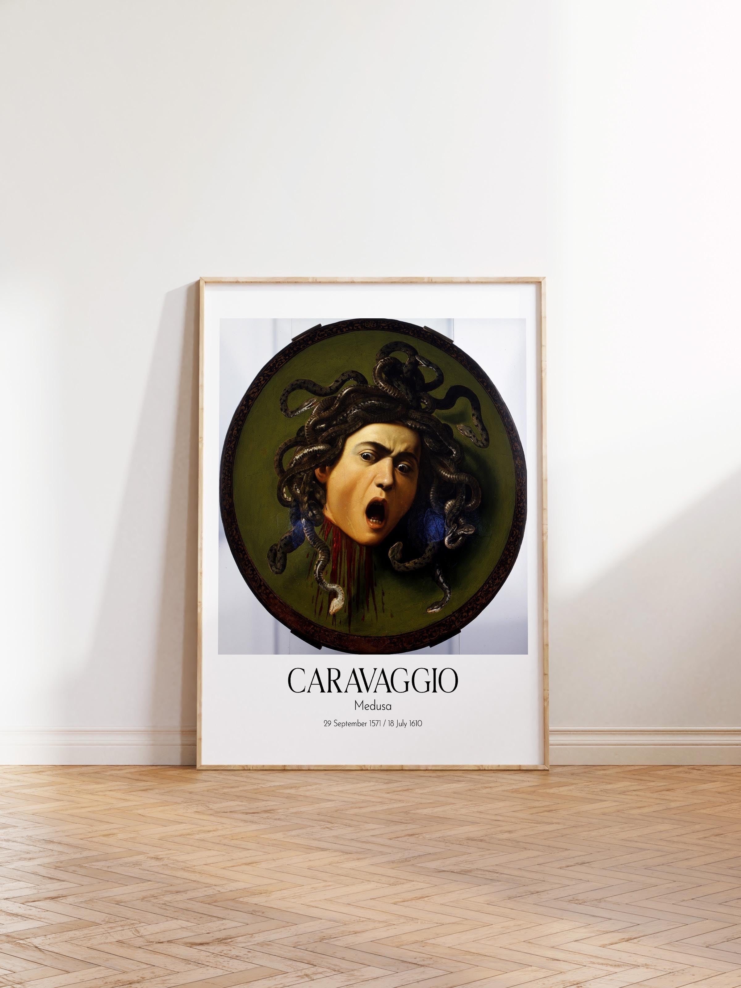 Caravaggio - Medusa, Ahşap Çerçeveli Tablo, Sanat Serisi NO:111641