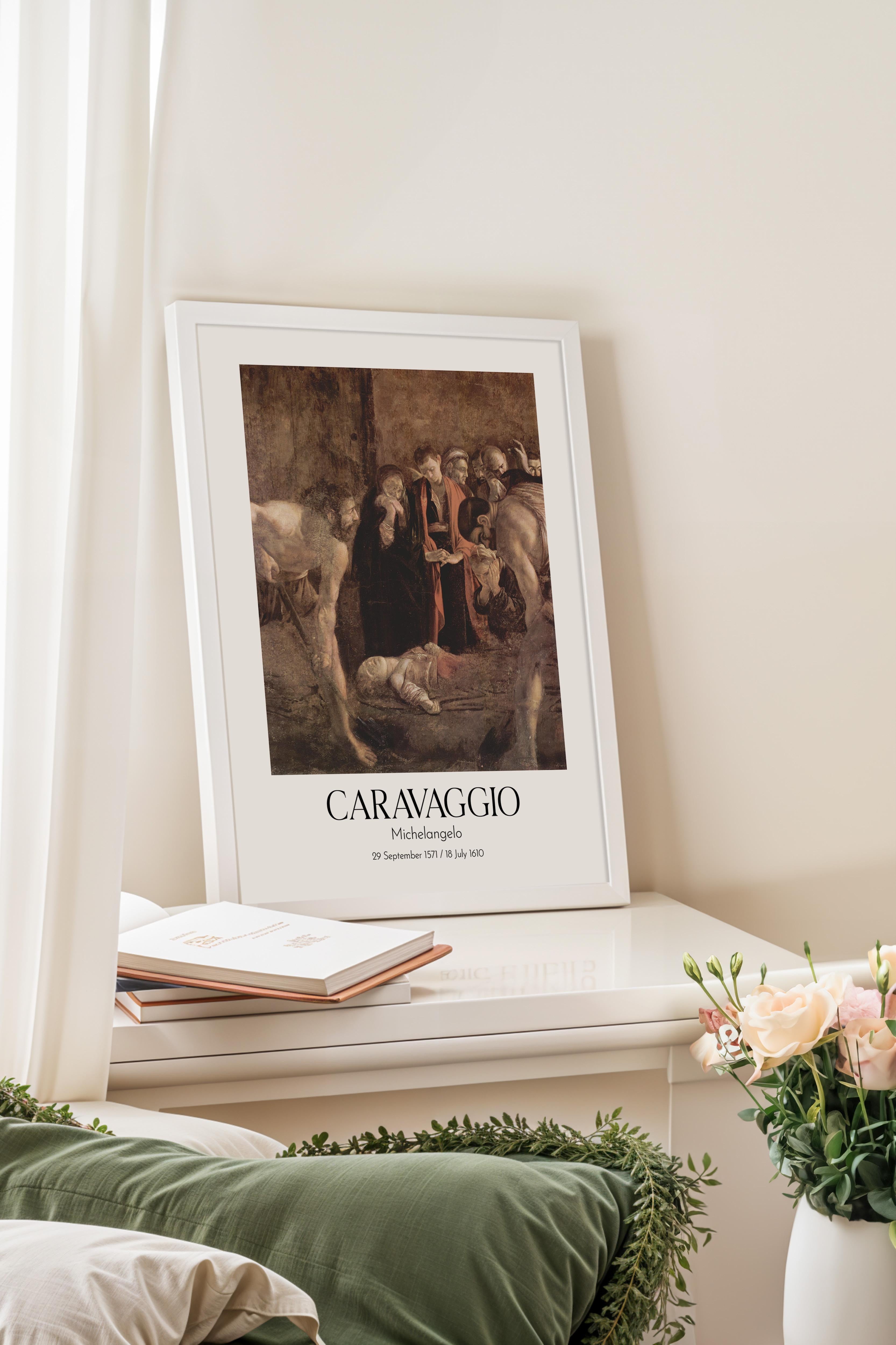Caravaggio - Michelangelo, Beyaz Çerçeveli Tablo, Sanat Serisi NO:111642