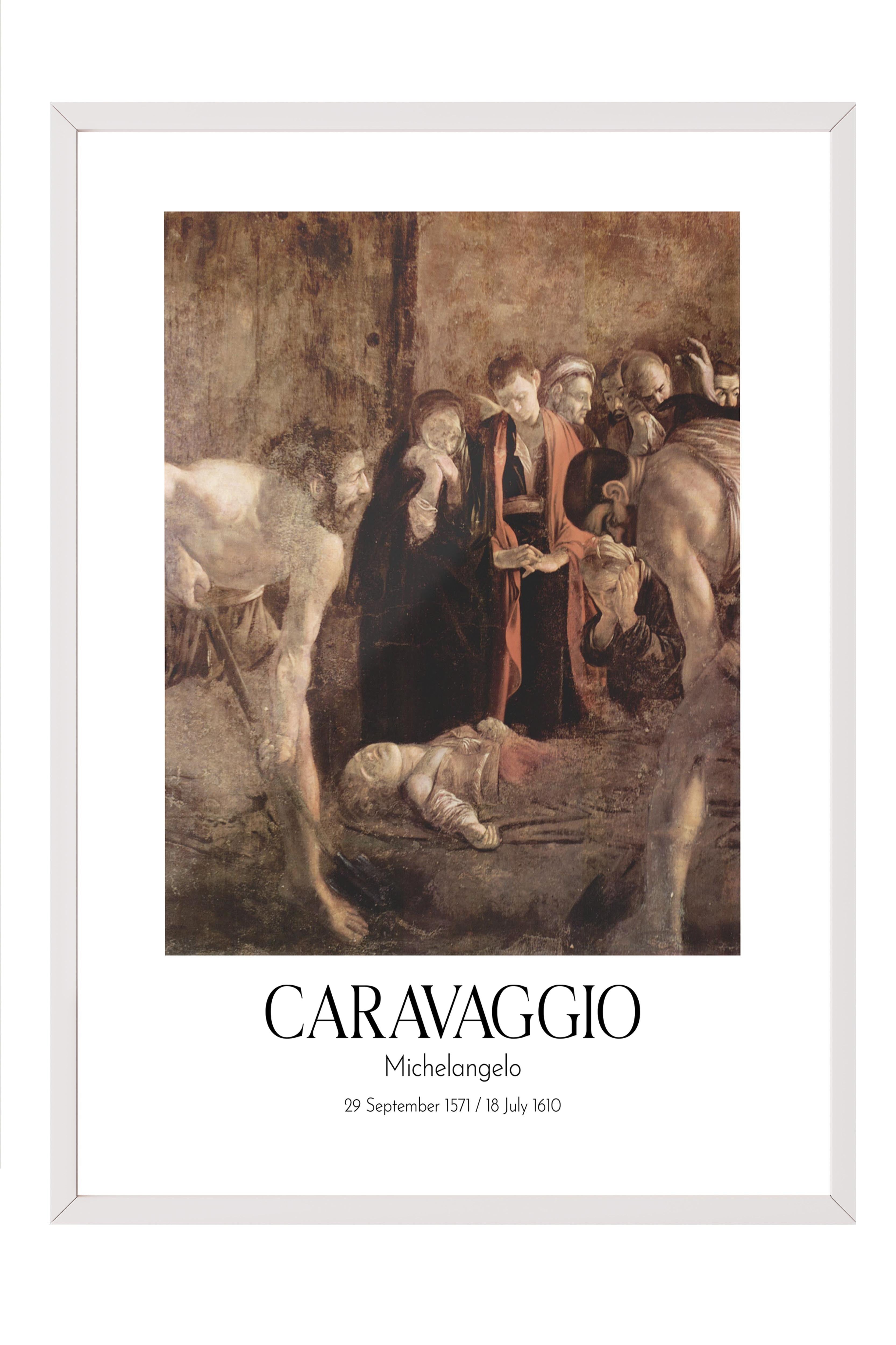Caravaggio - Michelangelo, Beyaz Çerçeveli Tablo, Sanat Serisi NO:111642