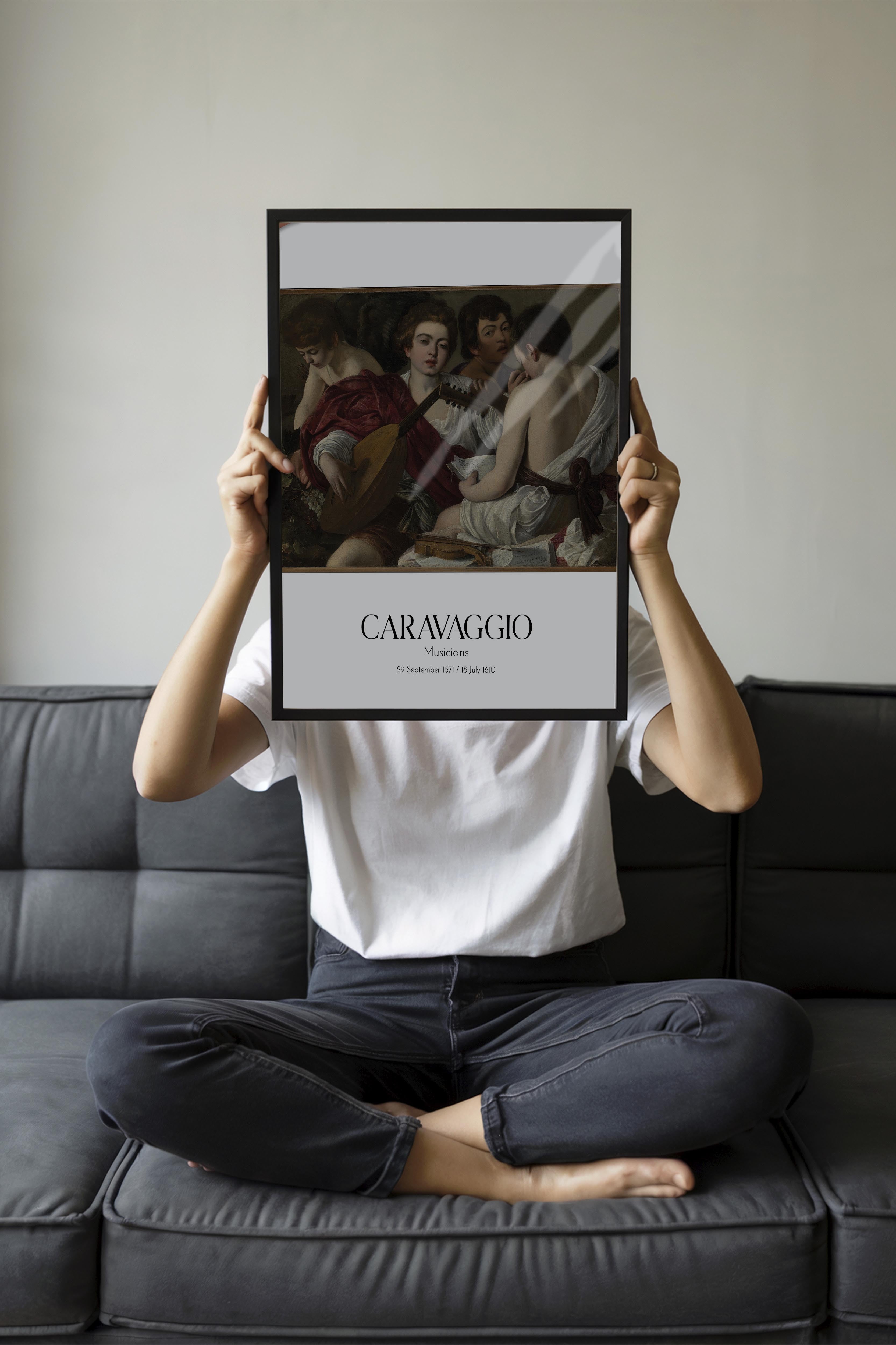 Caravaggio - Musicians, Siyah Çerçeveli Tablo, Sanat Serisi NO:111643