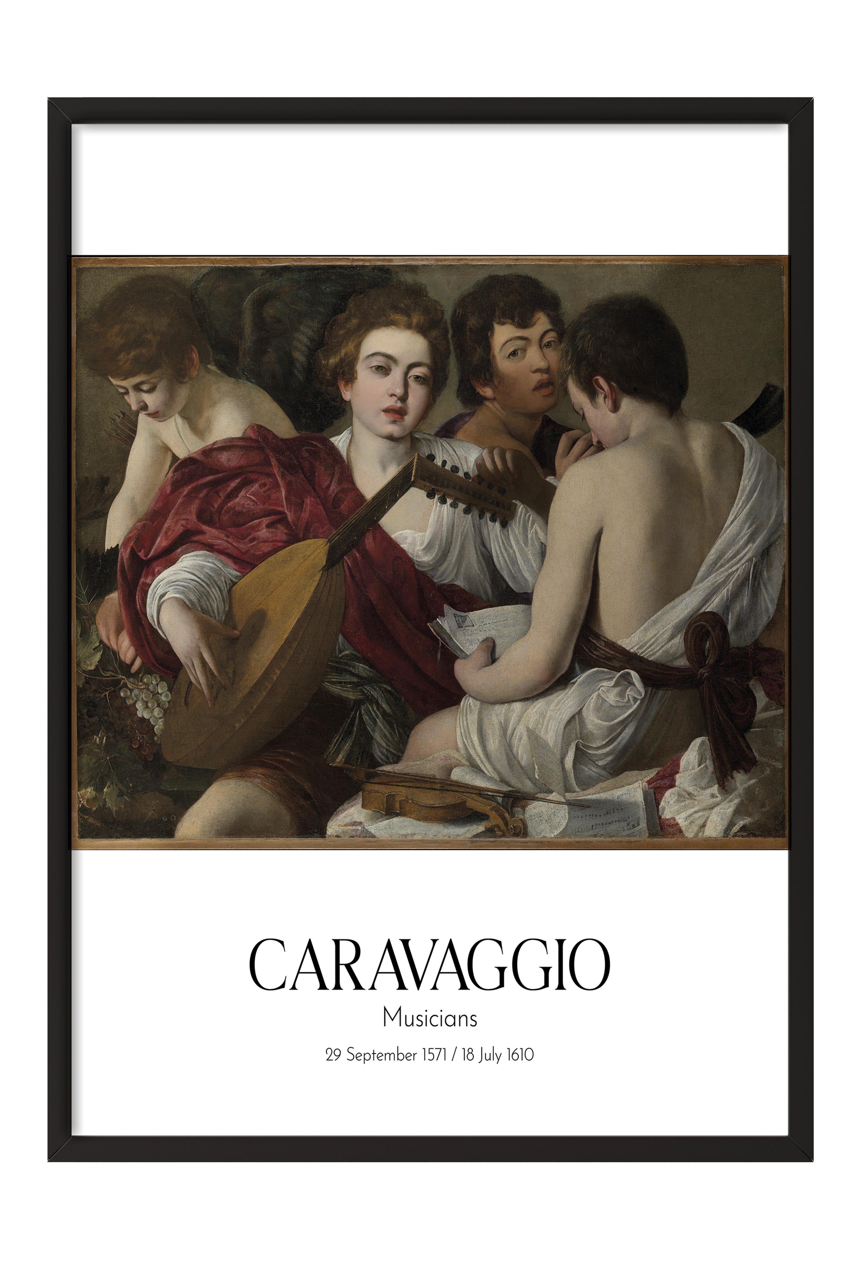 Caravaggio - Musicians, Siyah Çerçeveli Tablo, Sanat Serisi NO:111643
