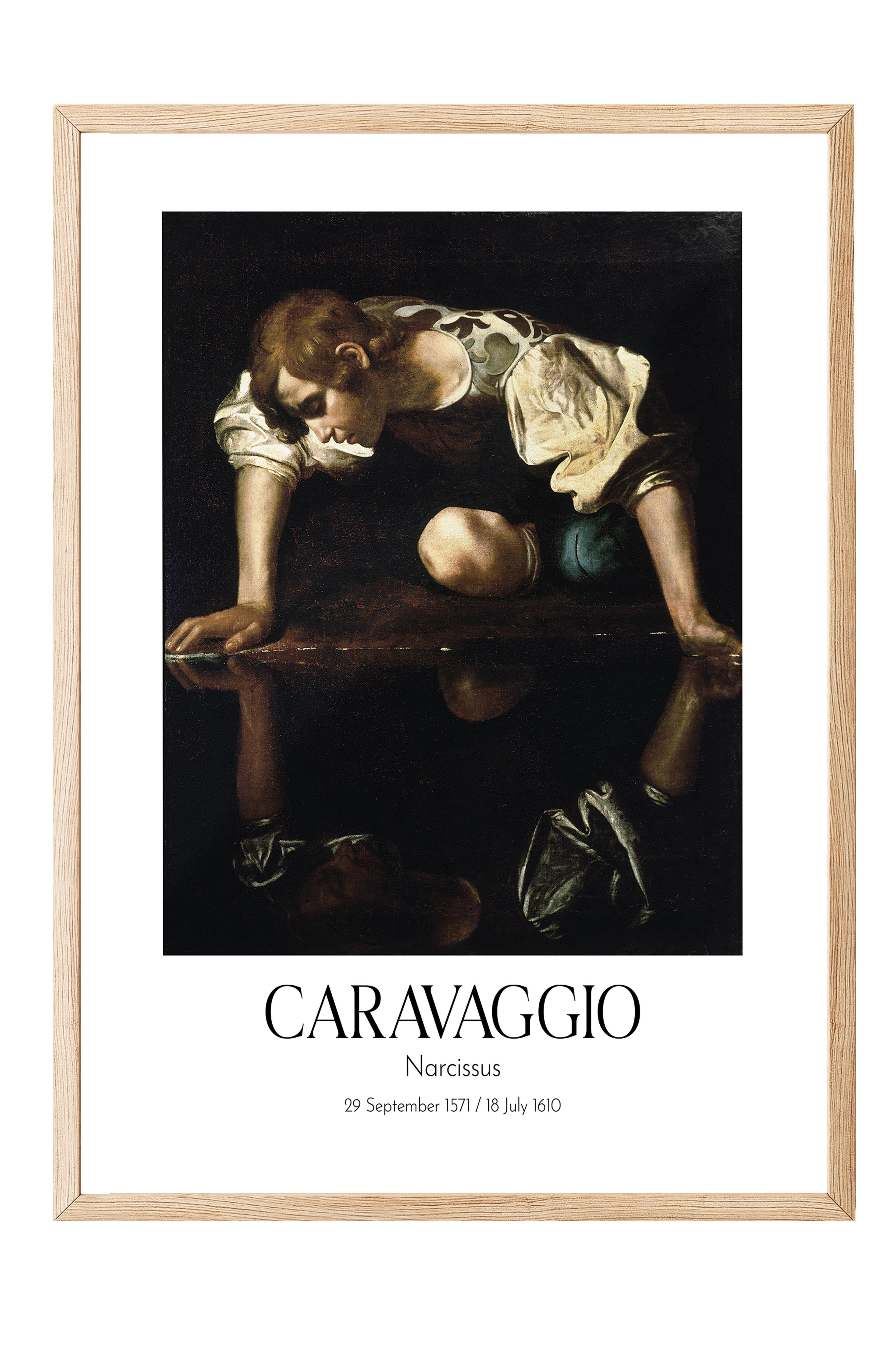Caravaggio - Narcissus, Ahşap Çerçeveli Tablo, Sanat Serisi NO:111644