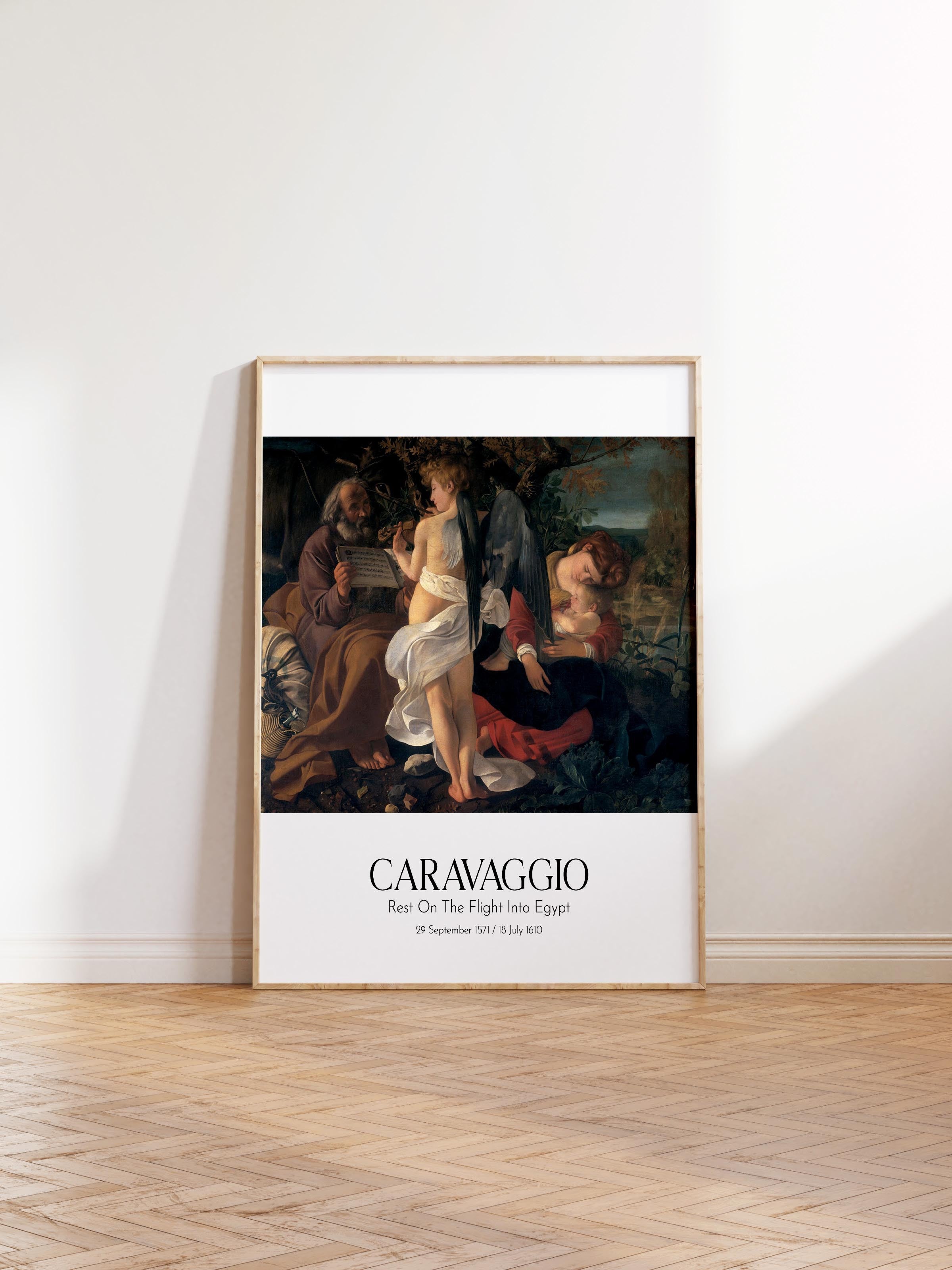 Caravaggio - Rest On The Flight Into Egypt, Ahşap Çerçeveli Tablo, Sanat Serisi NO:111646