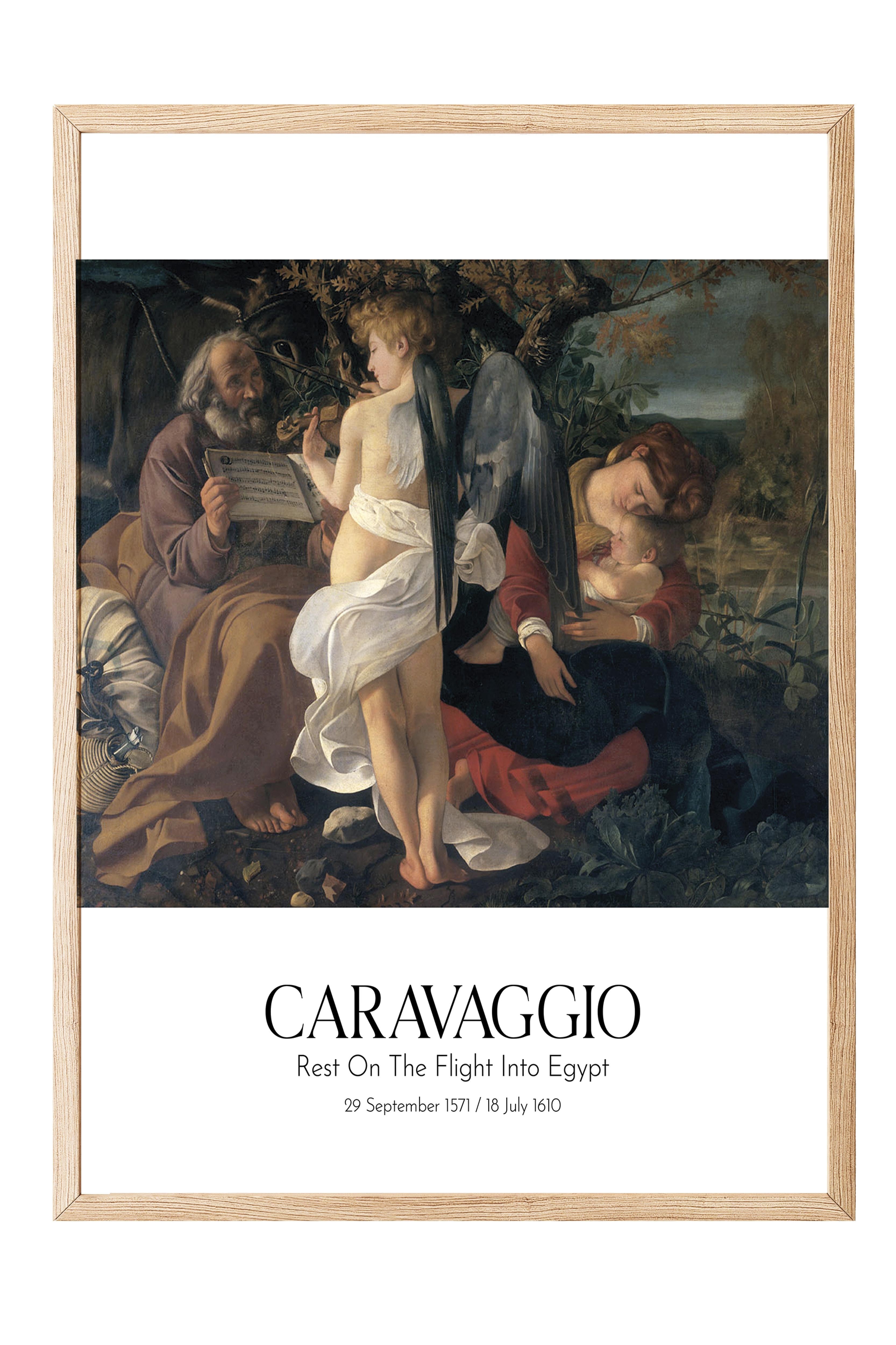 Caravaggio - Rest On The Flight Into Egypt, Ahşap Çerçeveli Tablo, Sanat Serisi NO:111646
