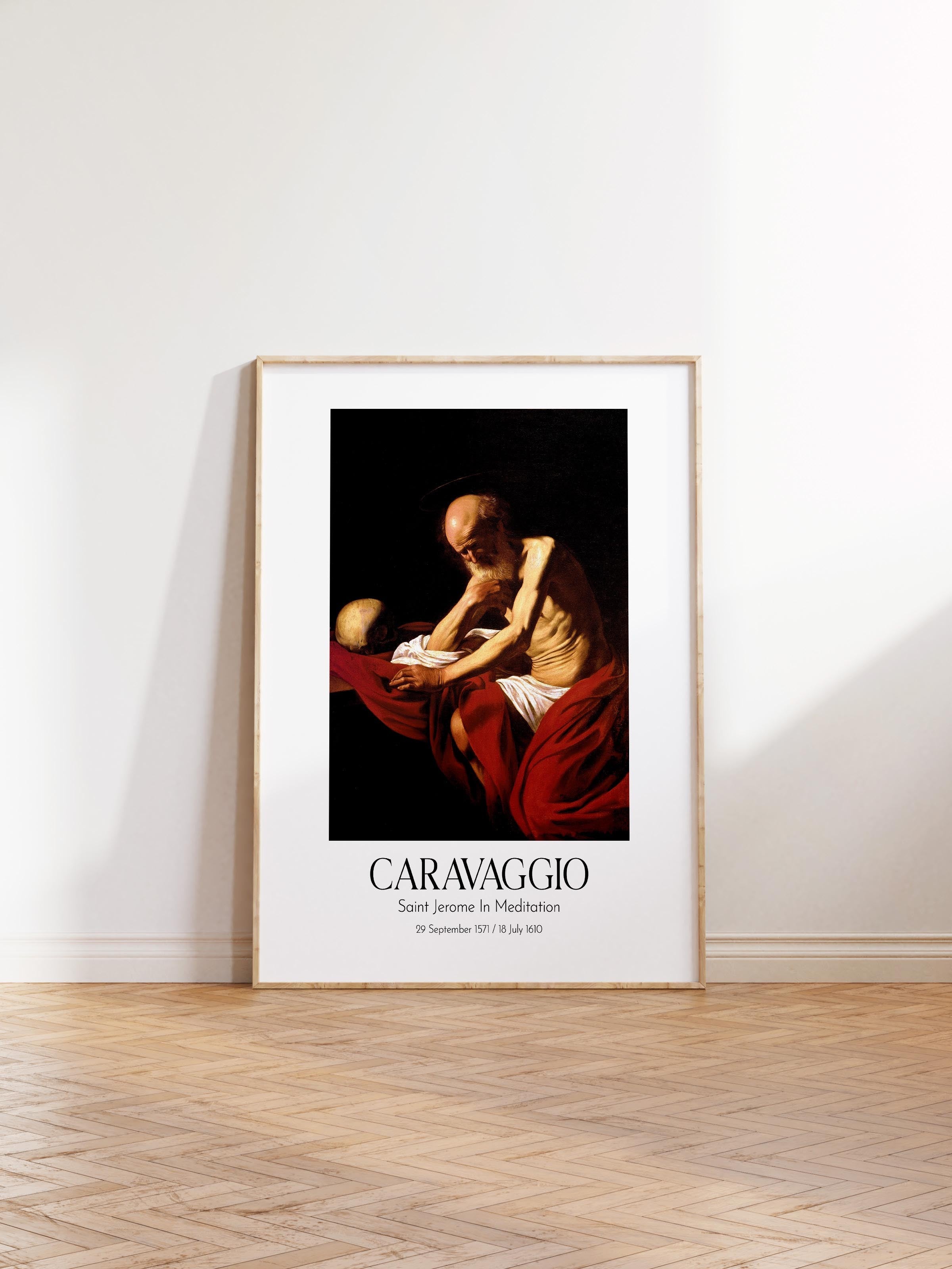 Caravaggio - Saint Jerome In Meditation, Ahşap Çerçeveli Tablo, Sanat Serisi NO:111647