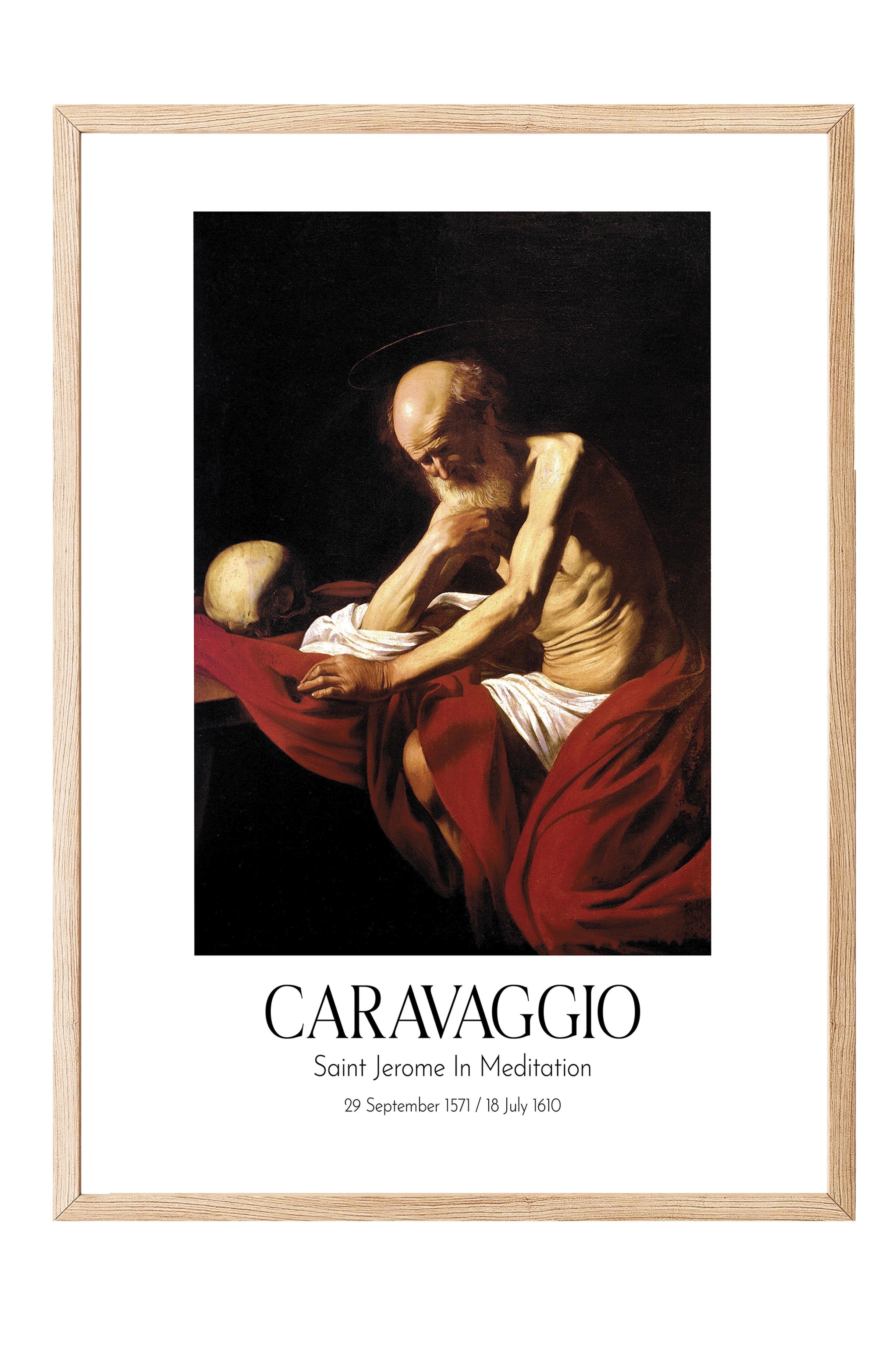 Caravaggio - Saint Jerome In Meditation, Ahşap Çerçeveli Tablo, Sanat Serisi NO:111647