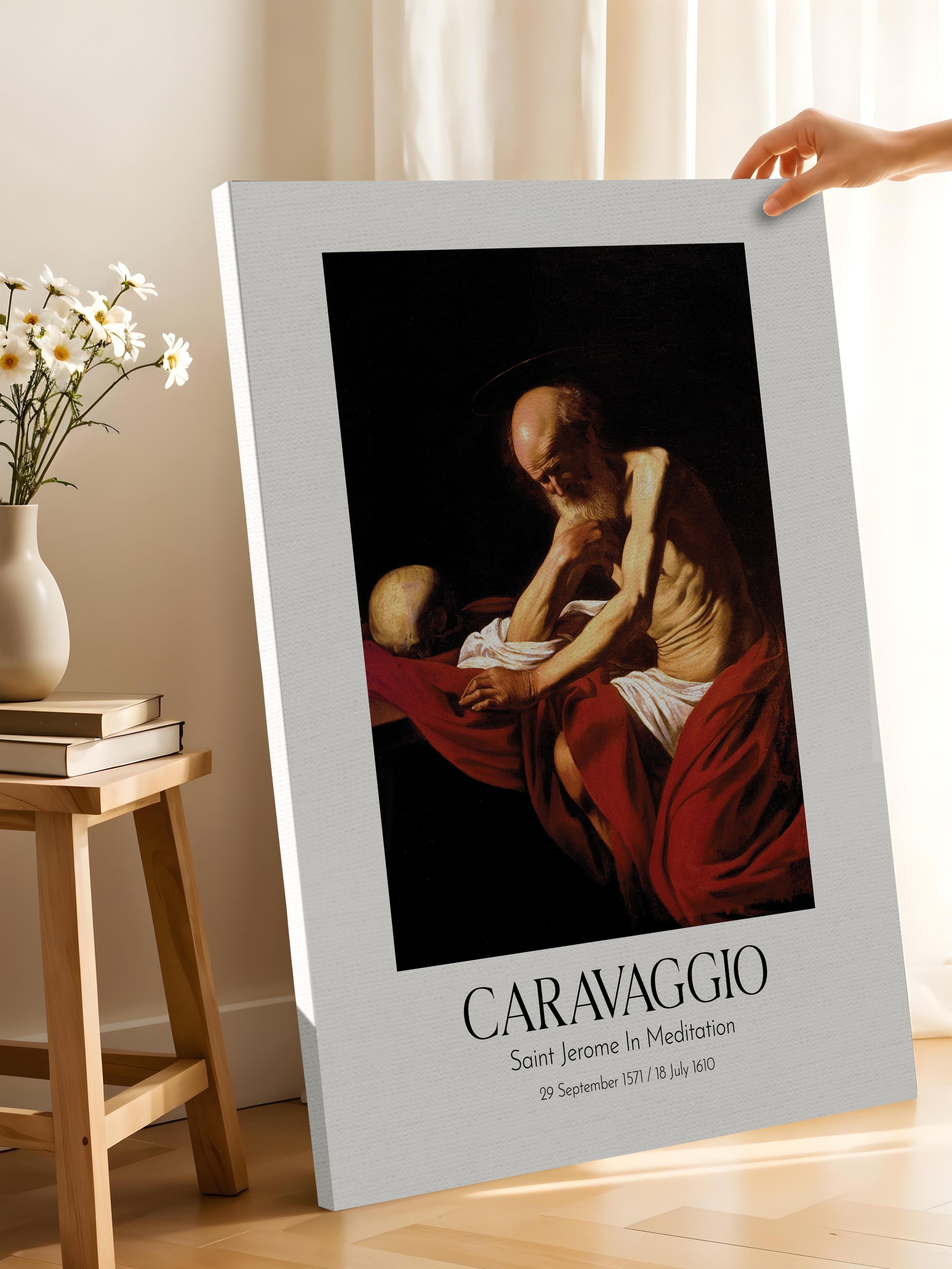 Caravaggio - Saint Jerome In Meditation, Kanvas Tablo, Sanat Serisi NO:111647