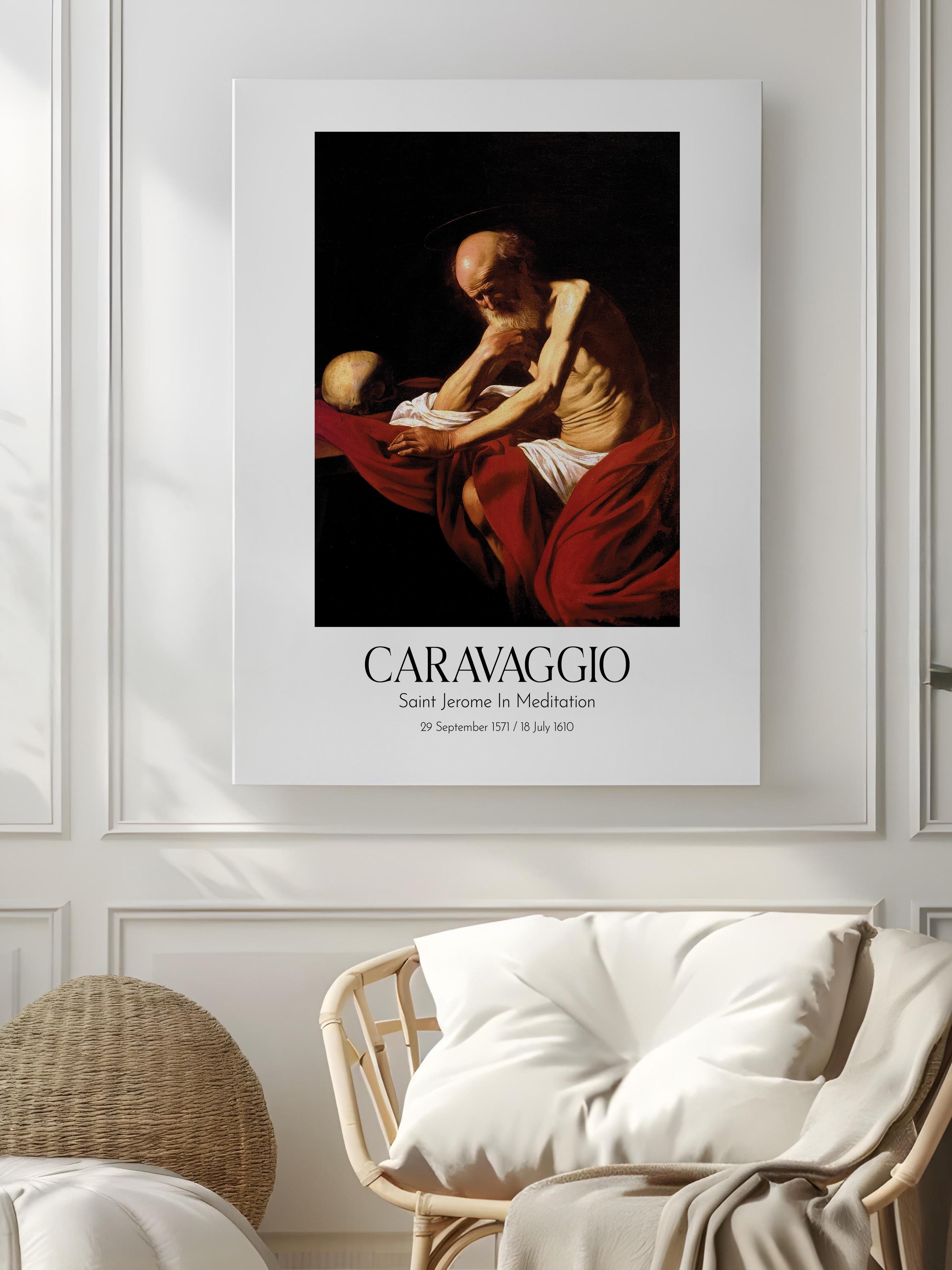 Caravaggio - Saint Jerome In Meditation, Kanvas Tablo, Sanat Serisi NO:111647