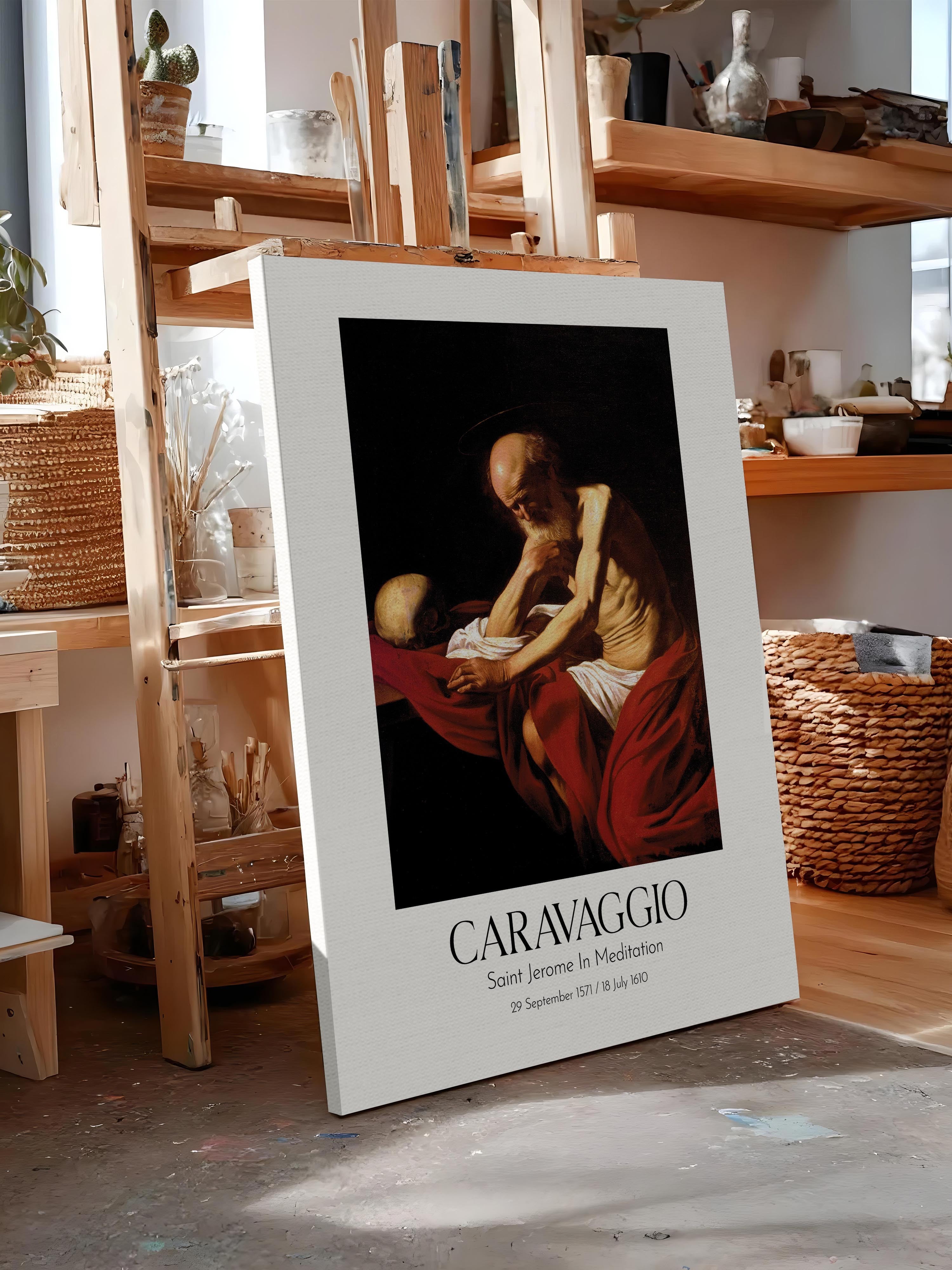Caravaggio - Saint Jerome In Meditation, Kanvas Tablo, Sanat Serisi NO:111647