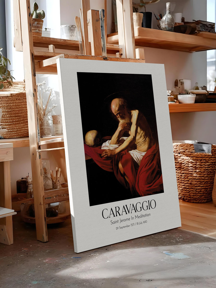 Caravaggio - Saint Jerome In Meditation, Kanvas Tablo, Sanat Serisi NO:111647