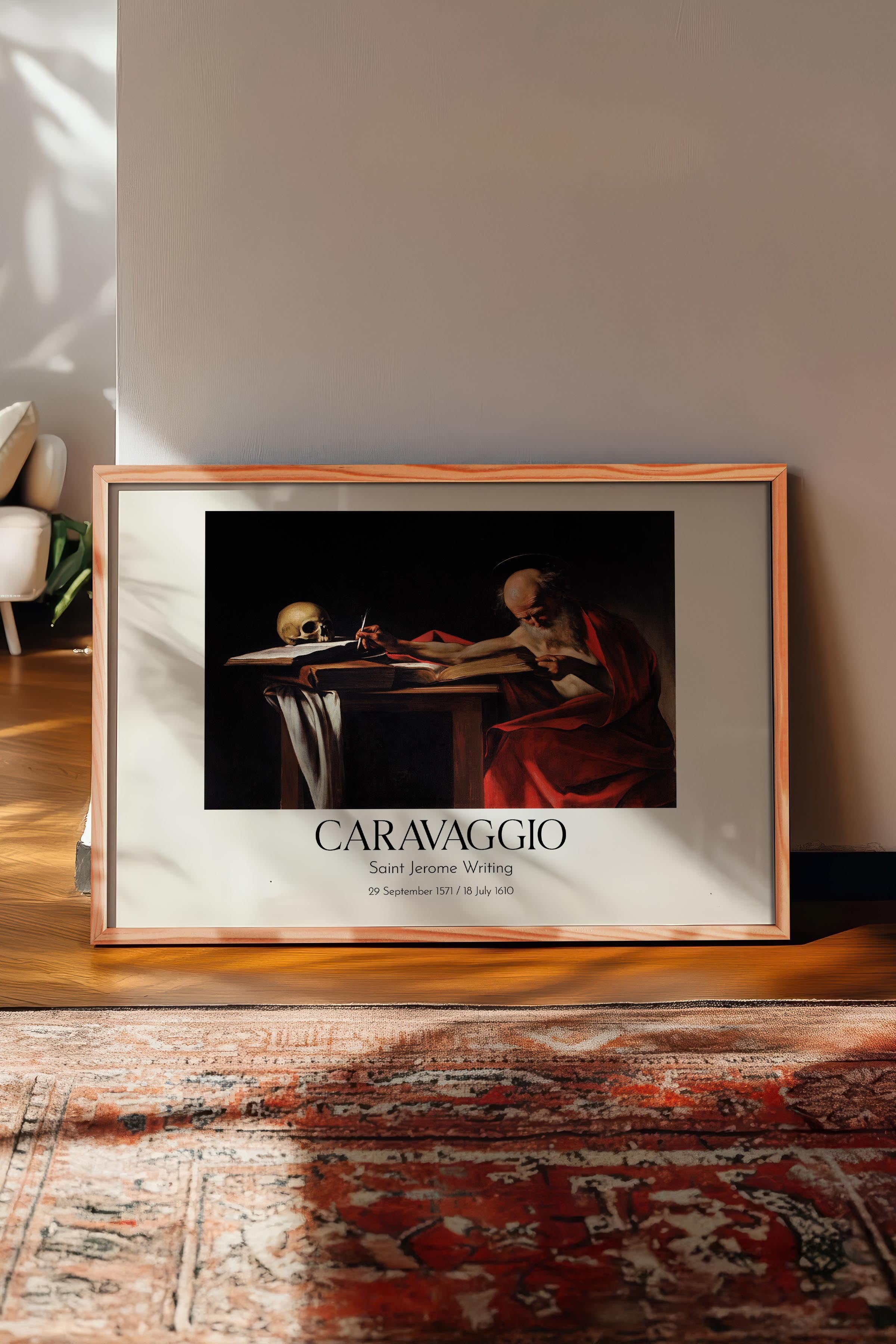 Caravaggio - Saint Jerome Writing, Ahşap Çerçeveli Tablo, Sanat Serisi NO:111658