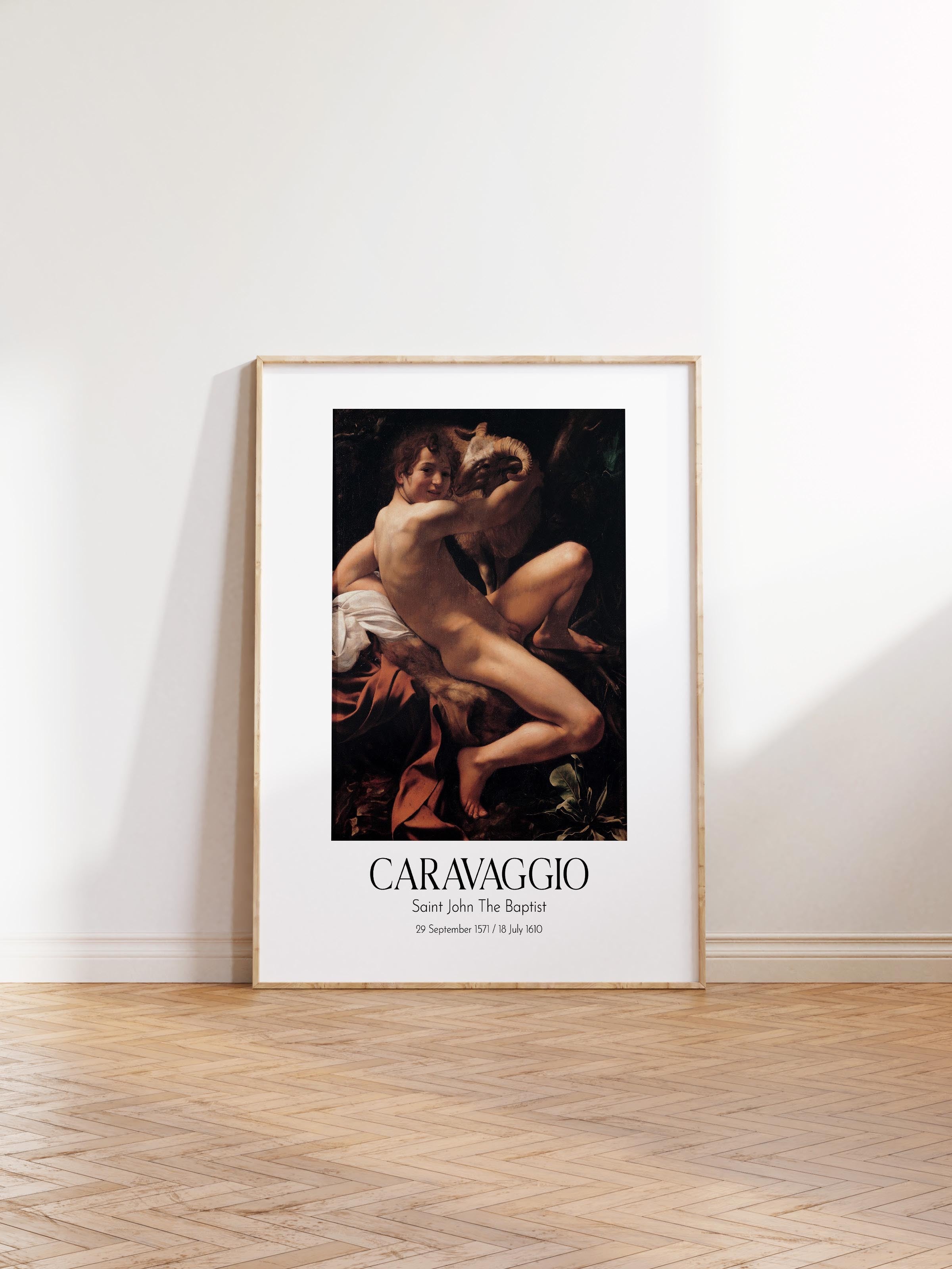 Caravaggio - Saint John The Baptist, Ahşap Çerçeveli Tablo, Sanat Serisi NO:111648