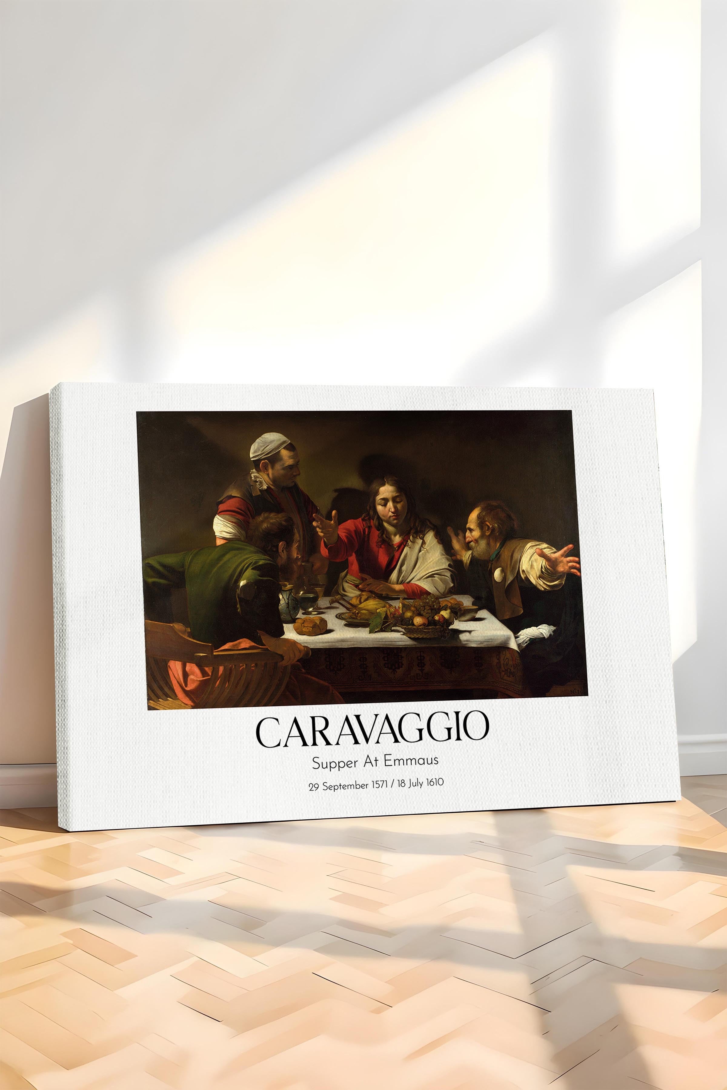 Caravaggio - Supper At Emmaus, Kanvas Tablo, Sanat Serisi NO:111659