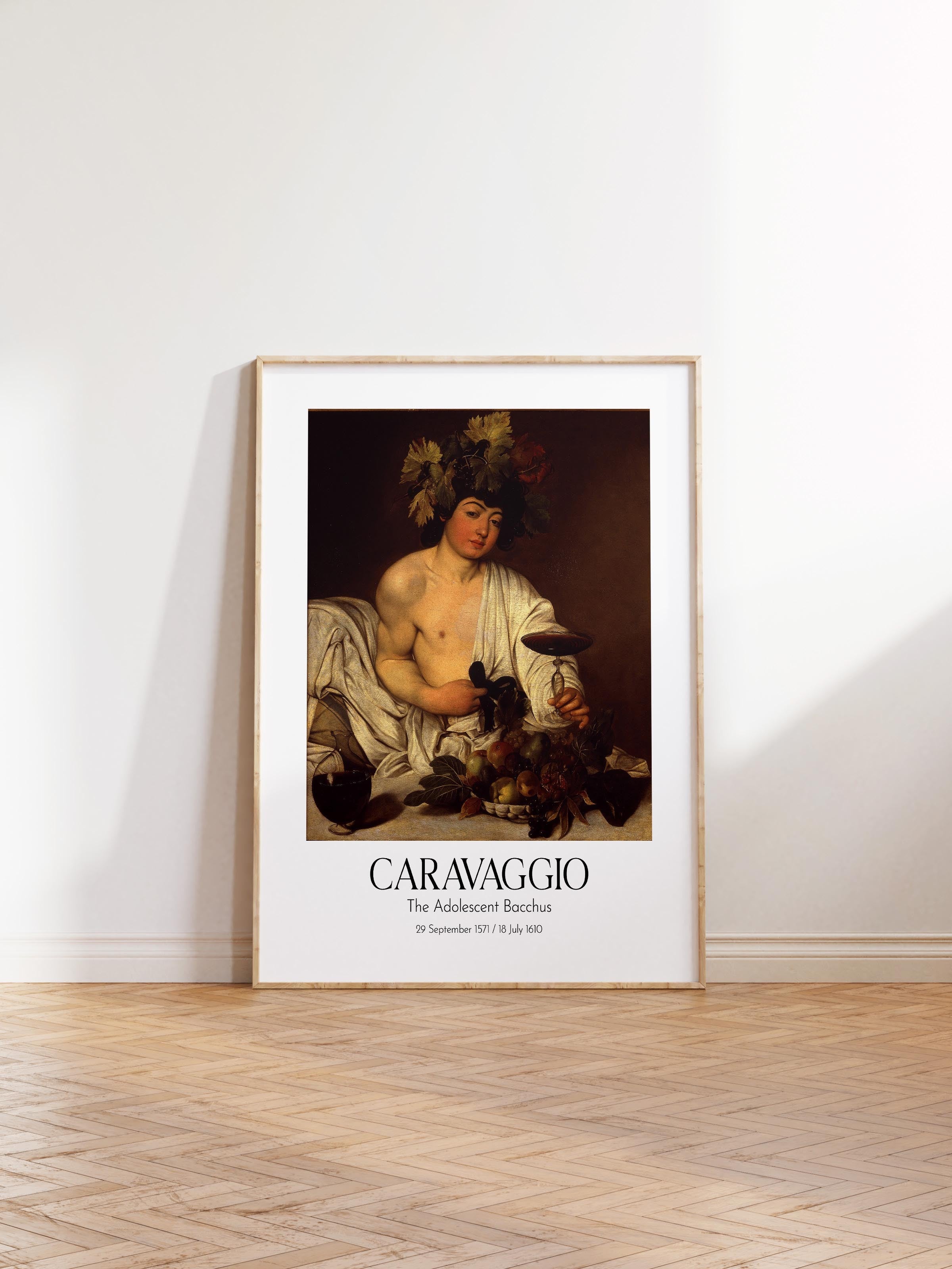 Caravaggio - The Adolescent Bacchus, Ahşap Çerçeveli Tablo, Sanat Serisi NO:111650
