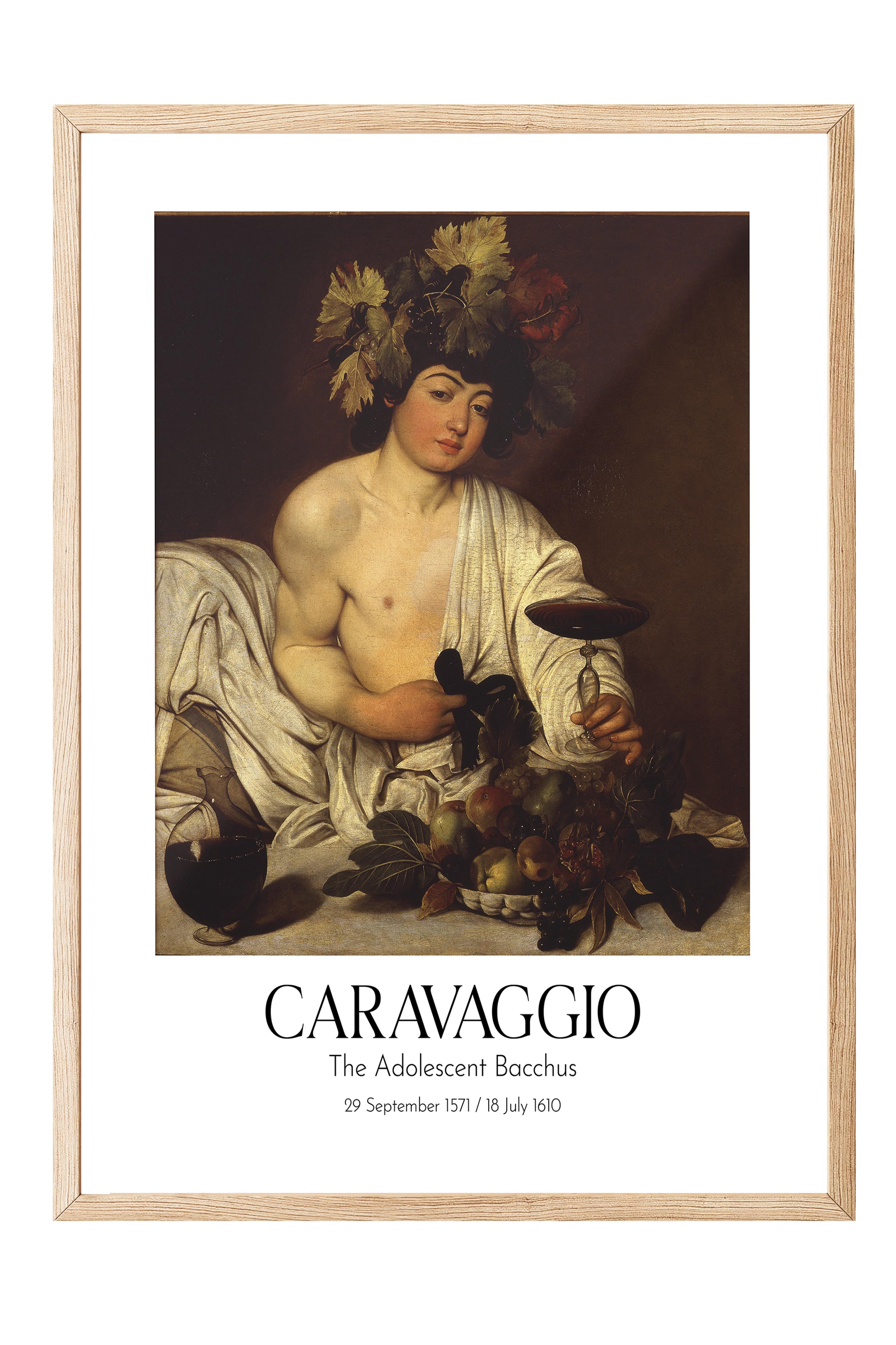 Caravaggio - The Adolescent Bacchus, Ahşap Çerçeveli Tablo, Sanat Serisi NO:111650