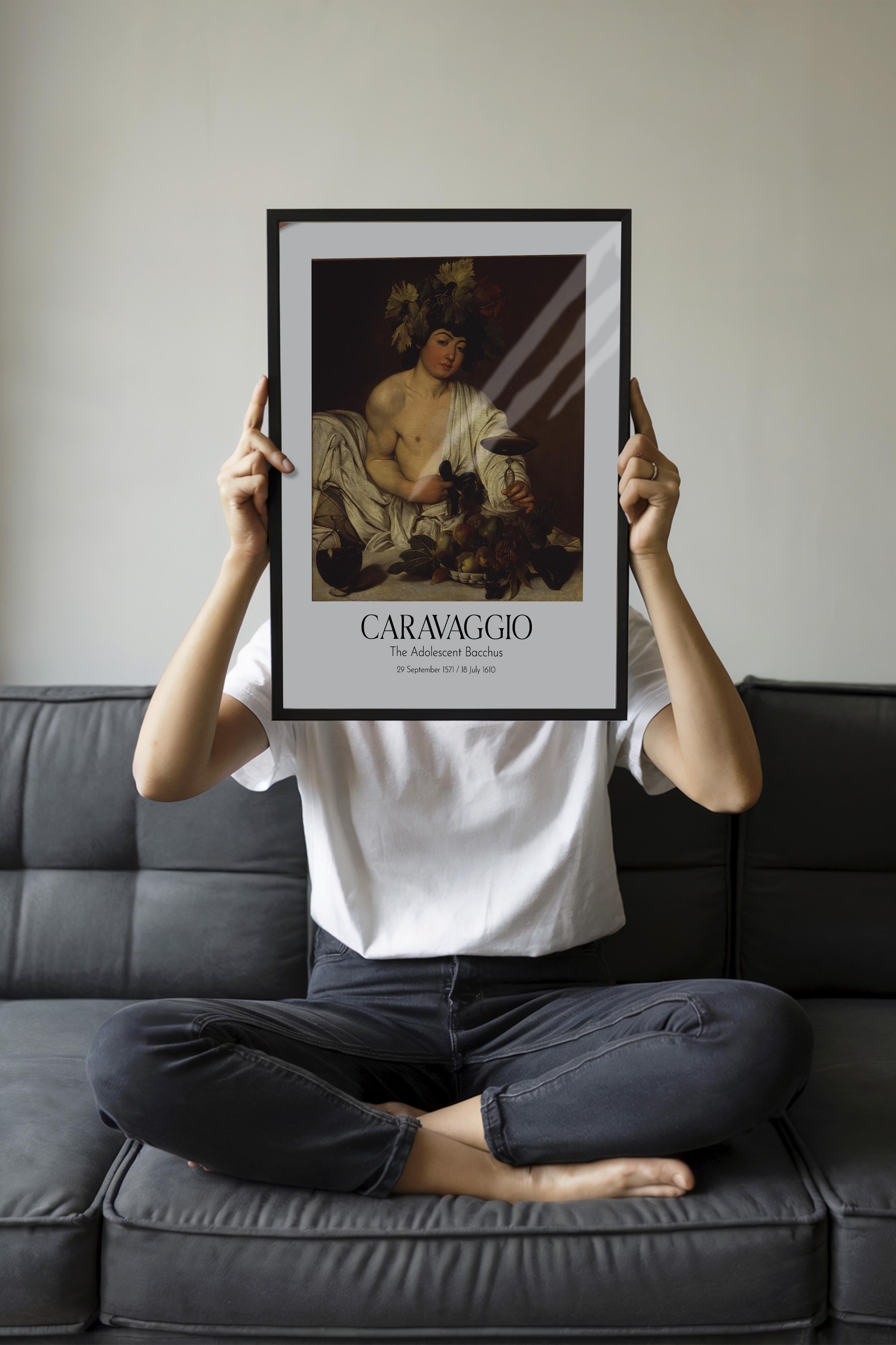 Caravaggio - The Adolescent Bacchus, Siyah Çerçeveli Tablo, Sanat Serisi NO:111650