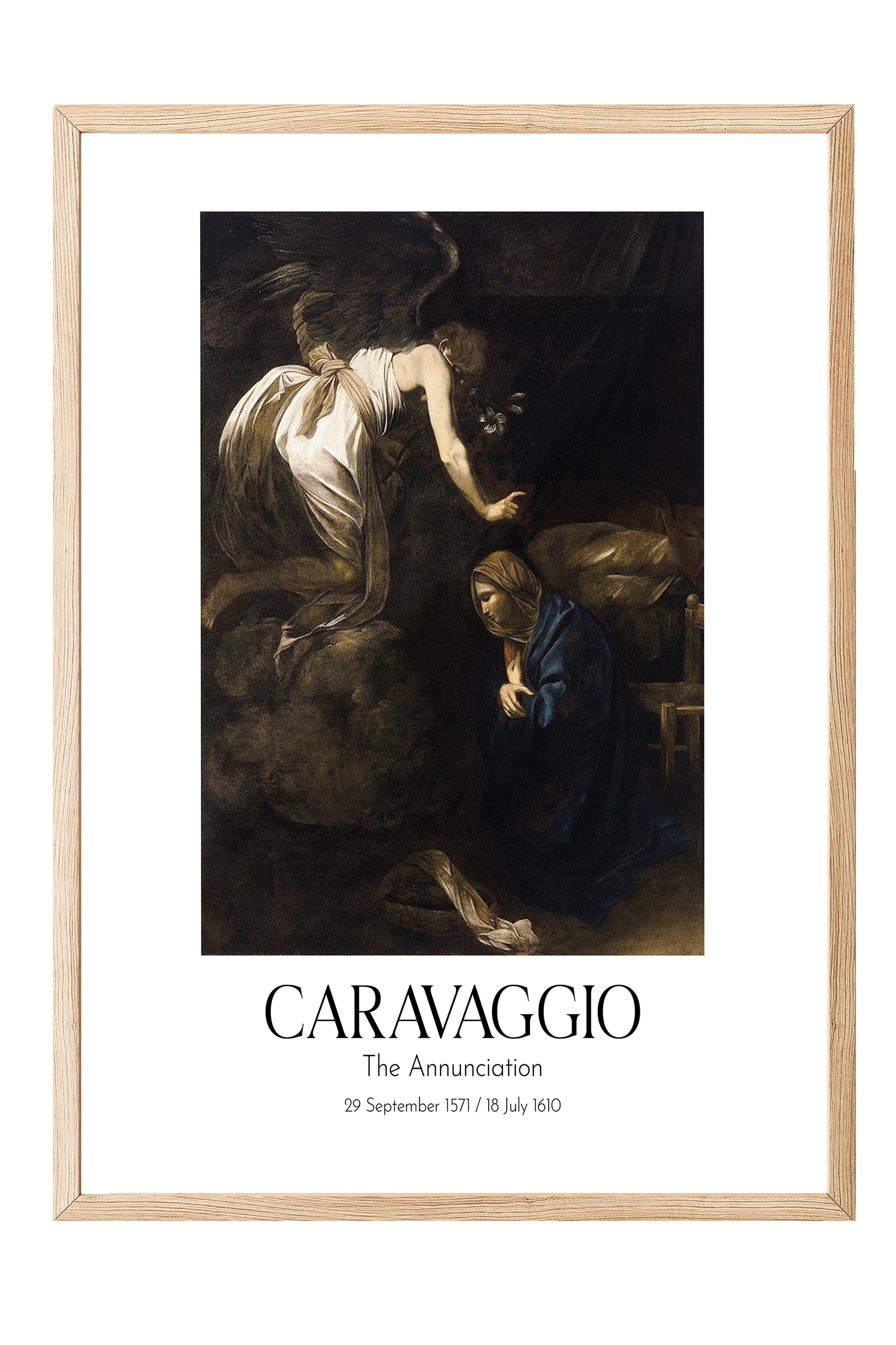 Caravaggio - The Annunciation, Ahşap Çerçeveli Tablo, Sanat Serisi NO:111651