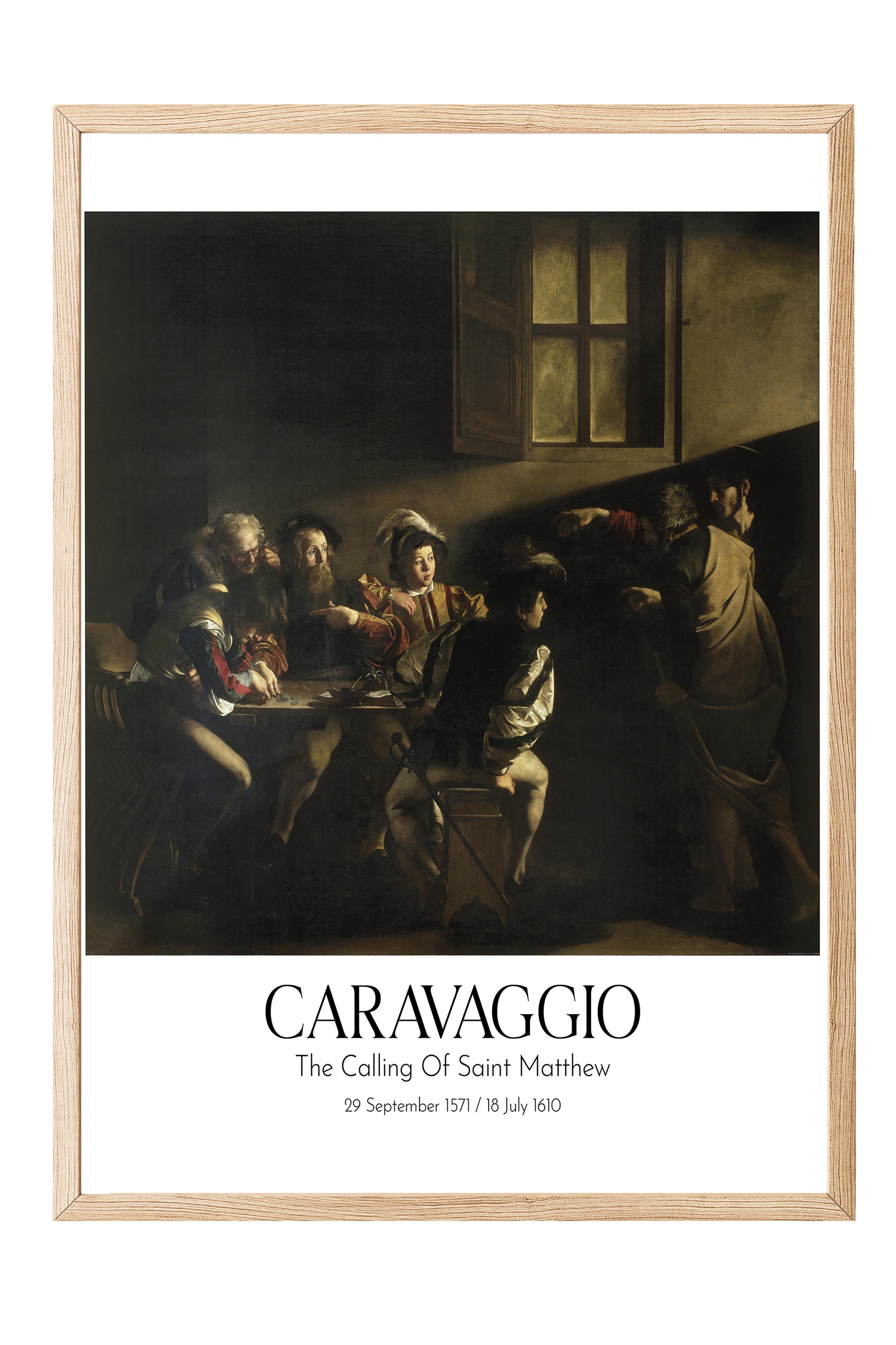 Caravaggio - The Calling Of Saint Matthew, Ahşap Çerçeveli Tablo, Sanat Serisi NO:111652