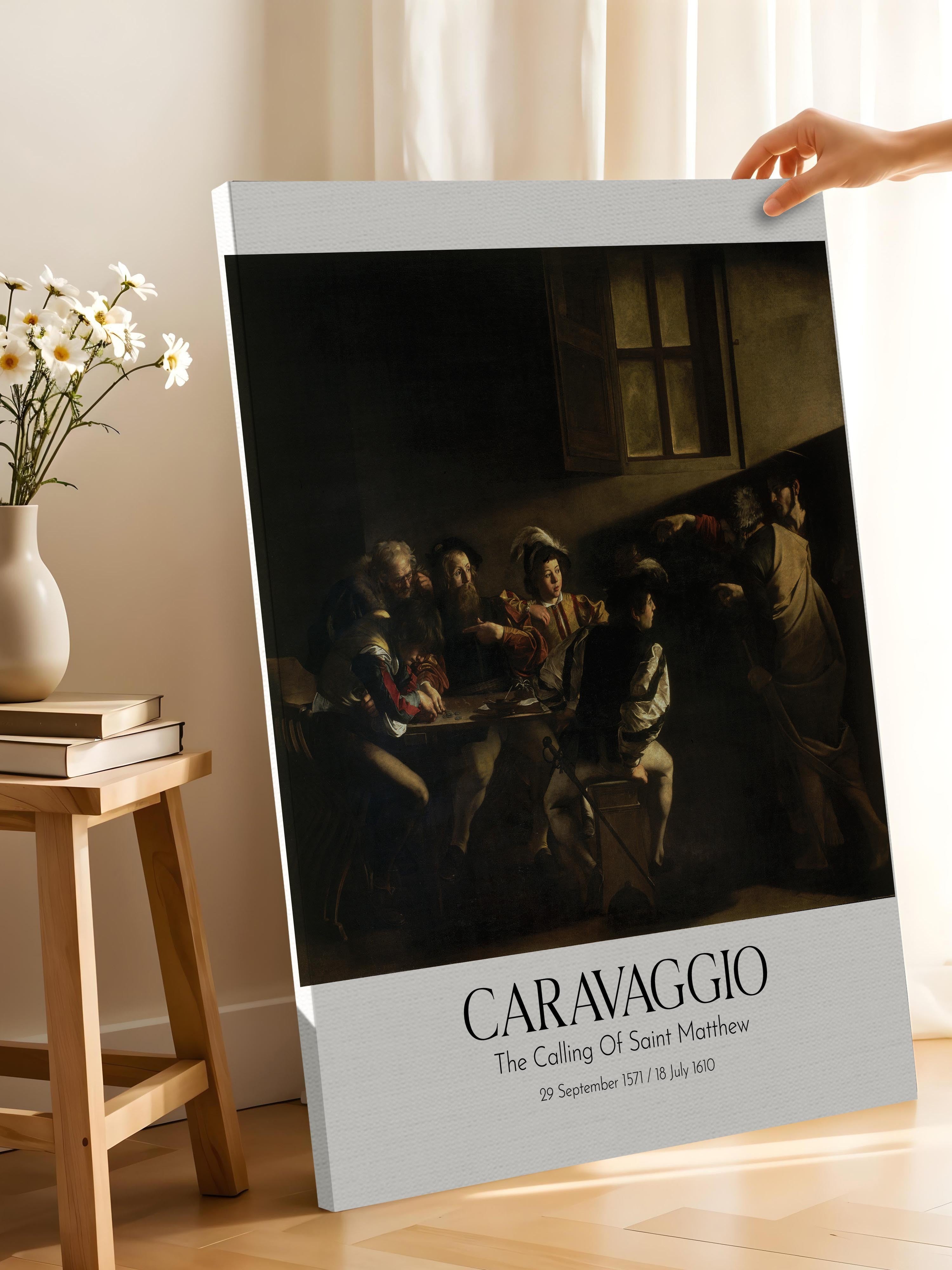 Caravaggio - The Calling Of Saint Matthew, Kanvas Tablo, Sanat Serisi NO:111652