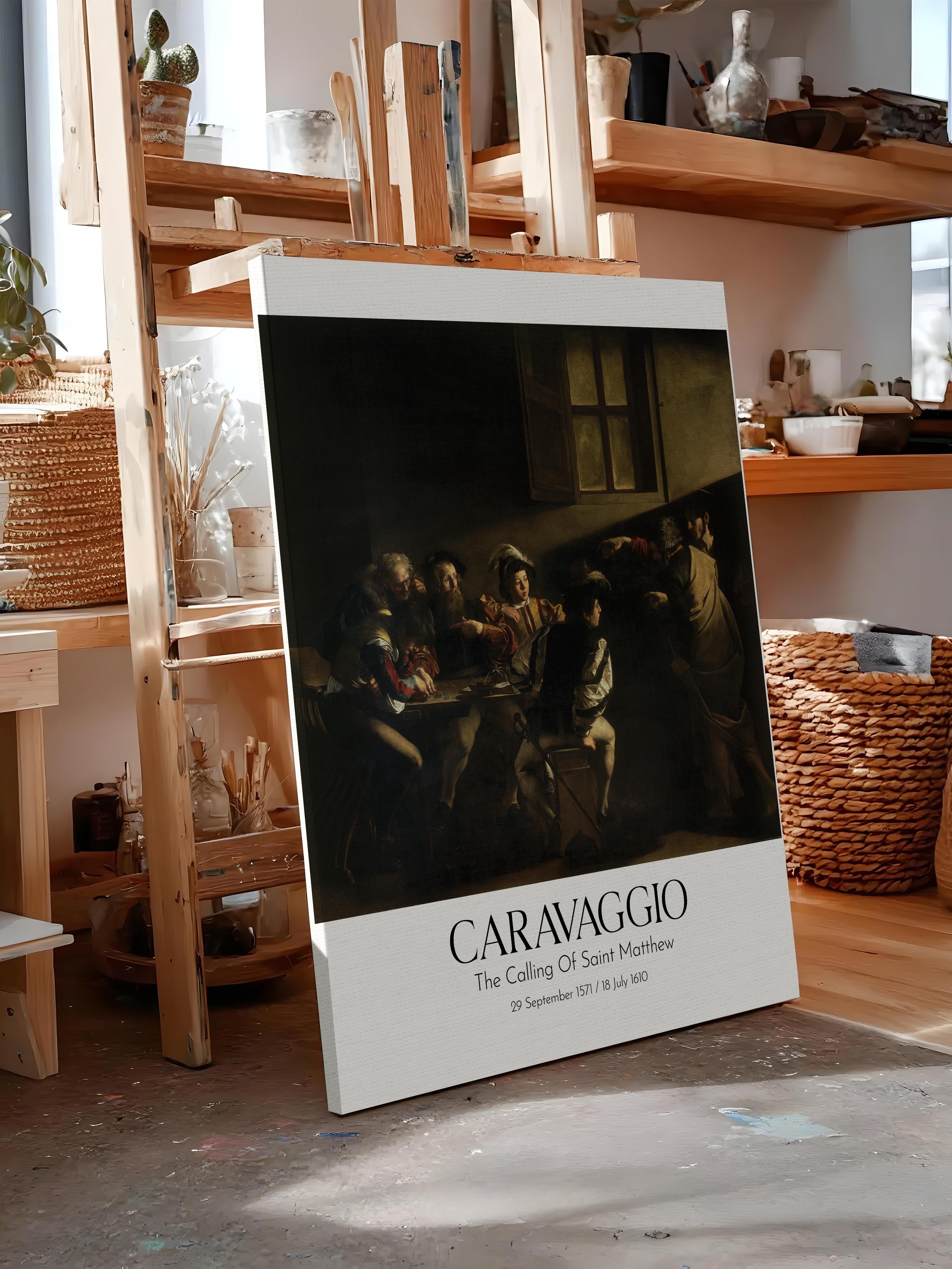 Caravaggio - The Calling Of Saint Matthew, Kanvas Tablo, Sanat Serisi NO:111652
