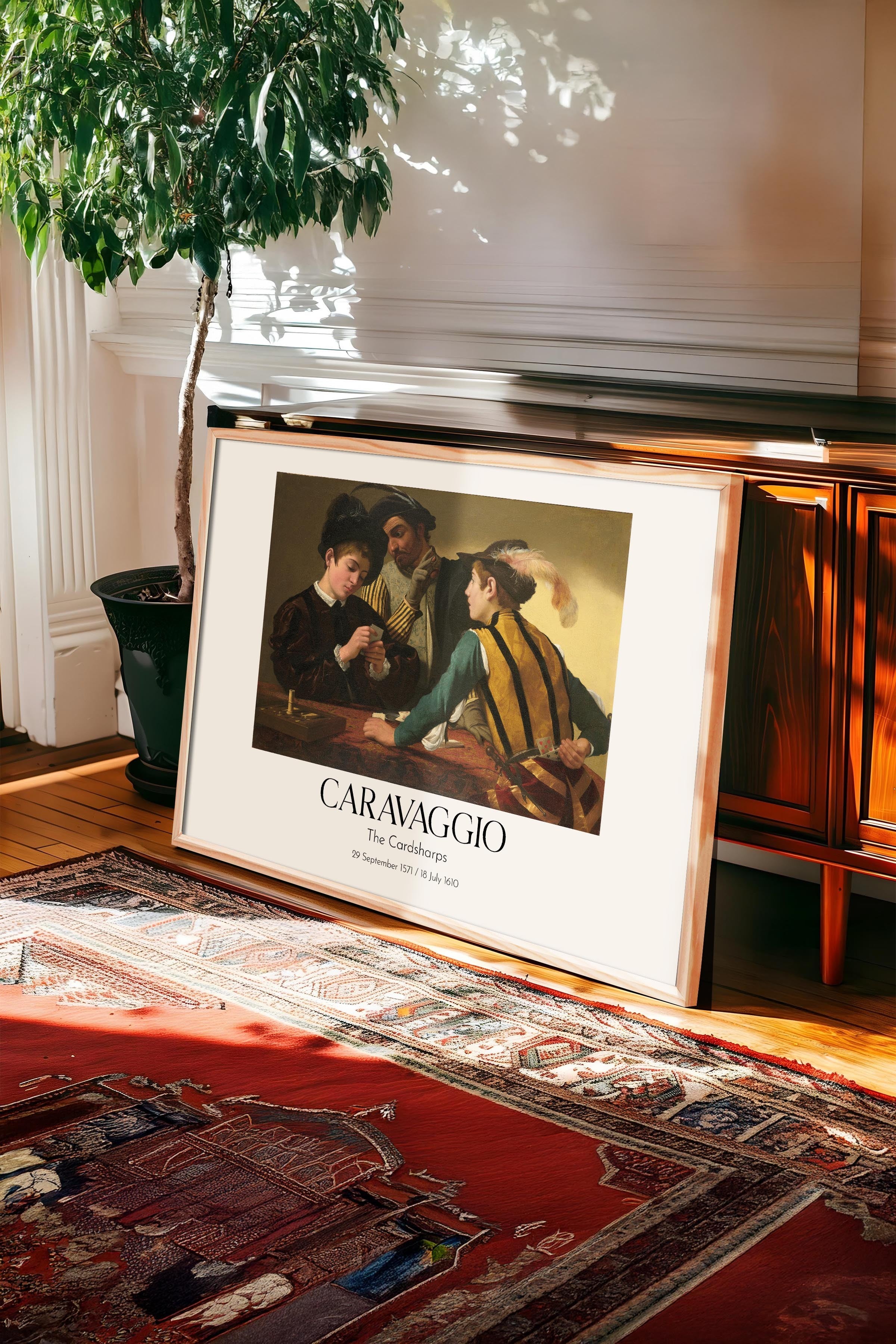 Caravaggio - The Cardsharps, Ahşap Çerçeveli Tablo, Sanat Serisi NO:111661