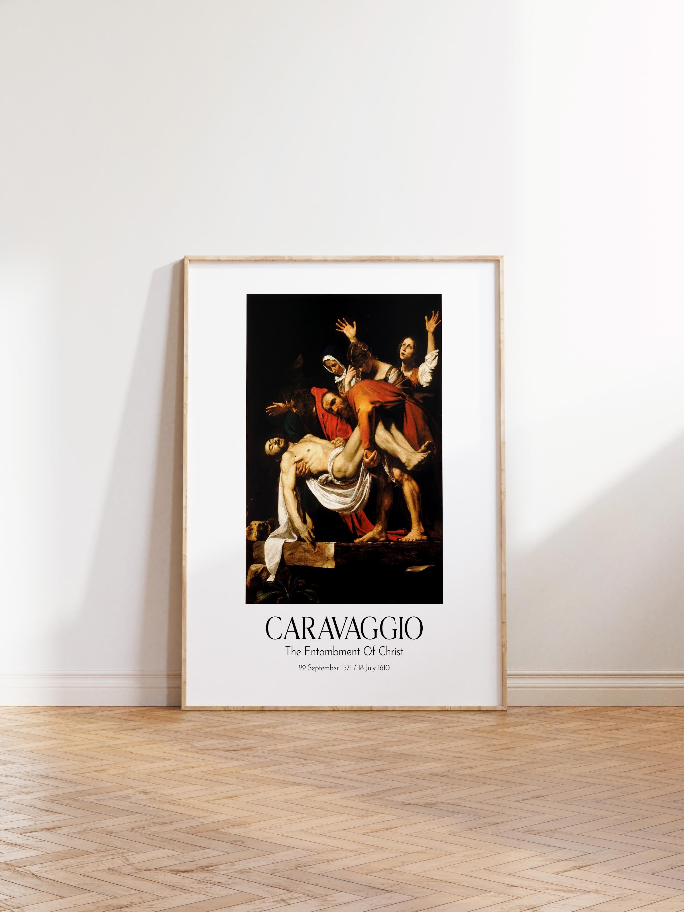 Caravaggio - The Entombment Of Christ, Ahşap Çerçeveli Tablo, Sanat Serisi NO:111653