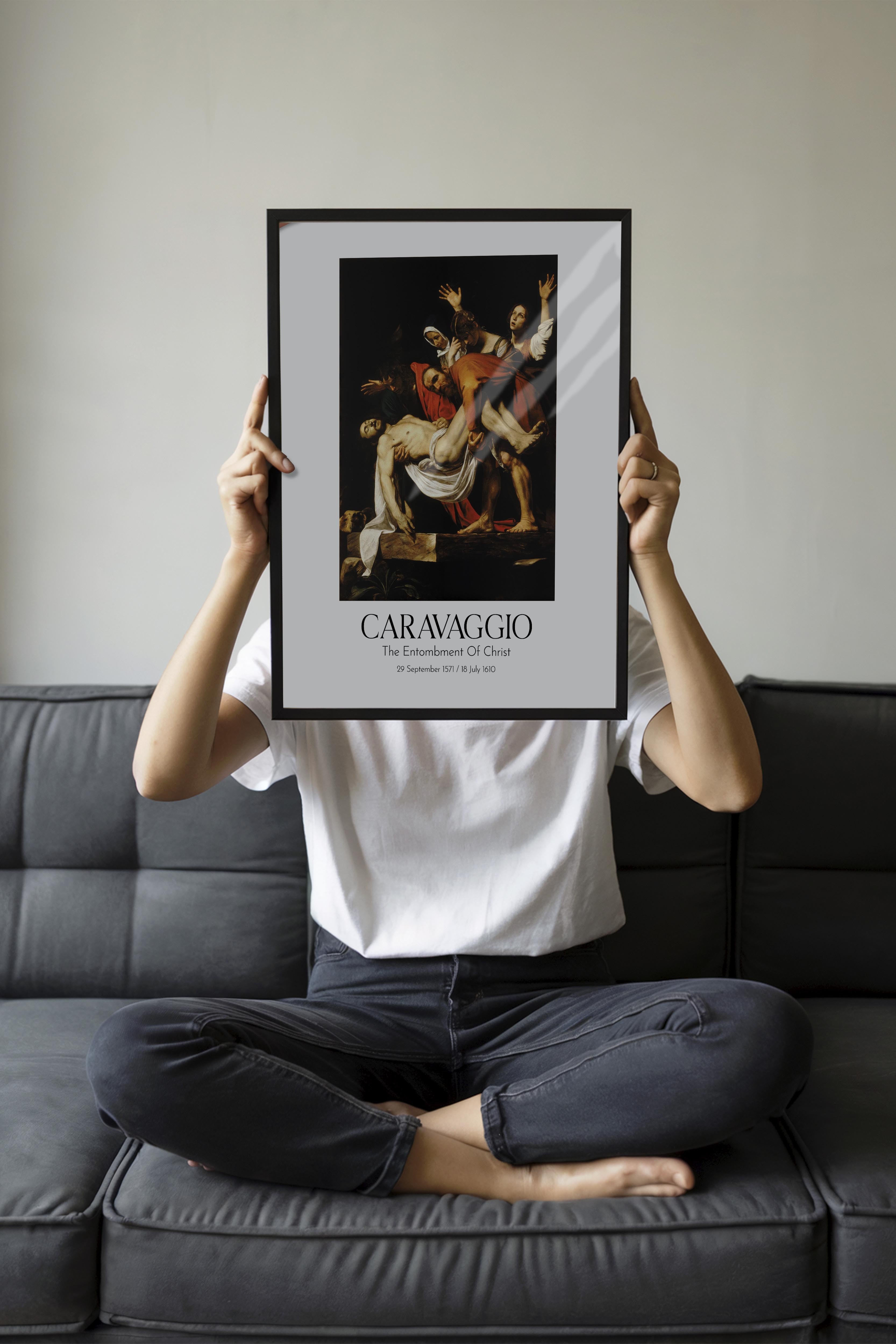 Caravaggio - The Entombment Of Christ, Siyah Çerçeveli Tablo, Sanat Serisi NO:111653