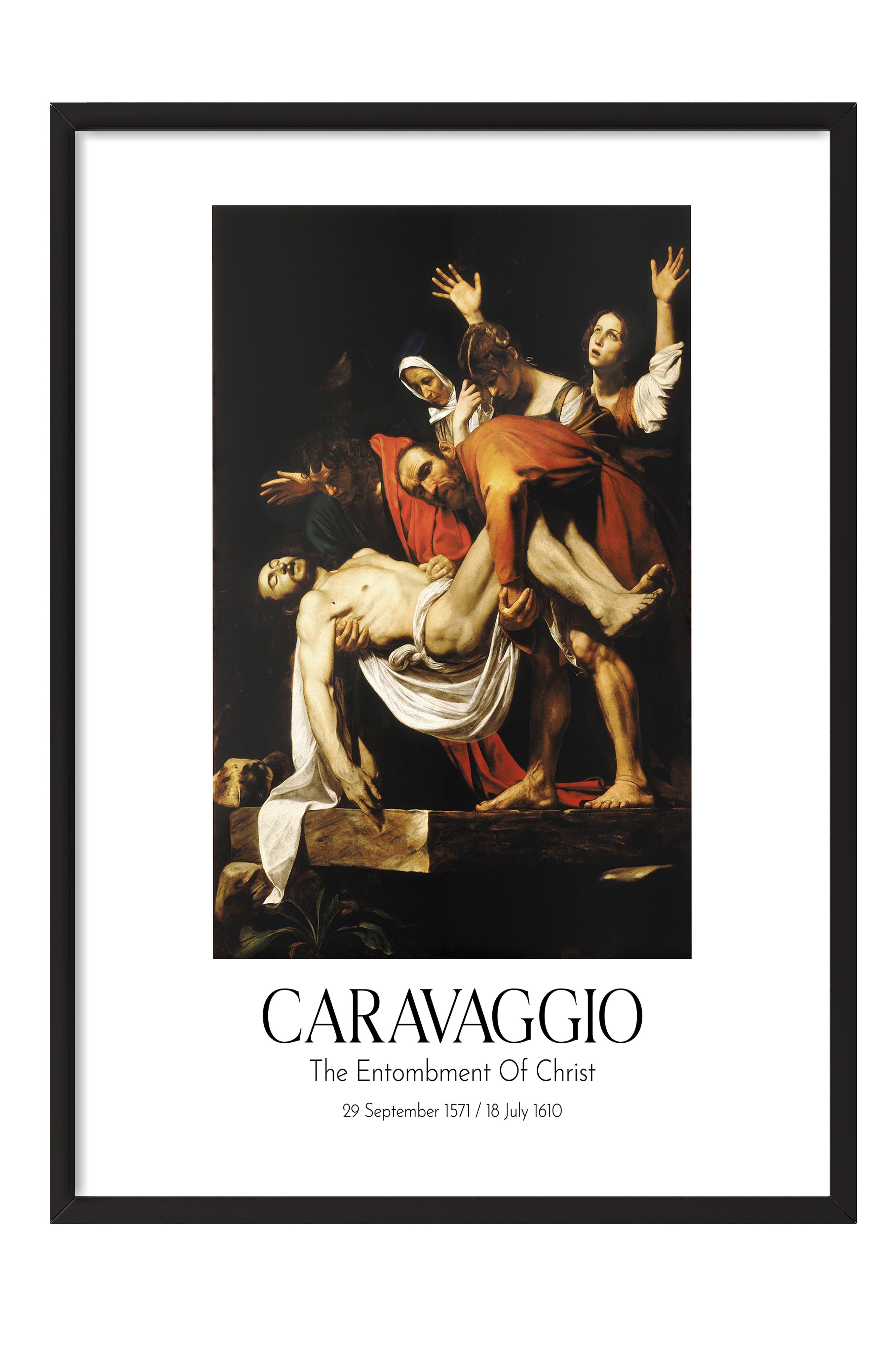 Caravaggio - The Entombment Of Christ, Siyah Çerçeveli Tablo, Sanat Serisi NO:111653