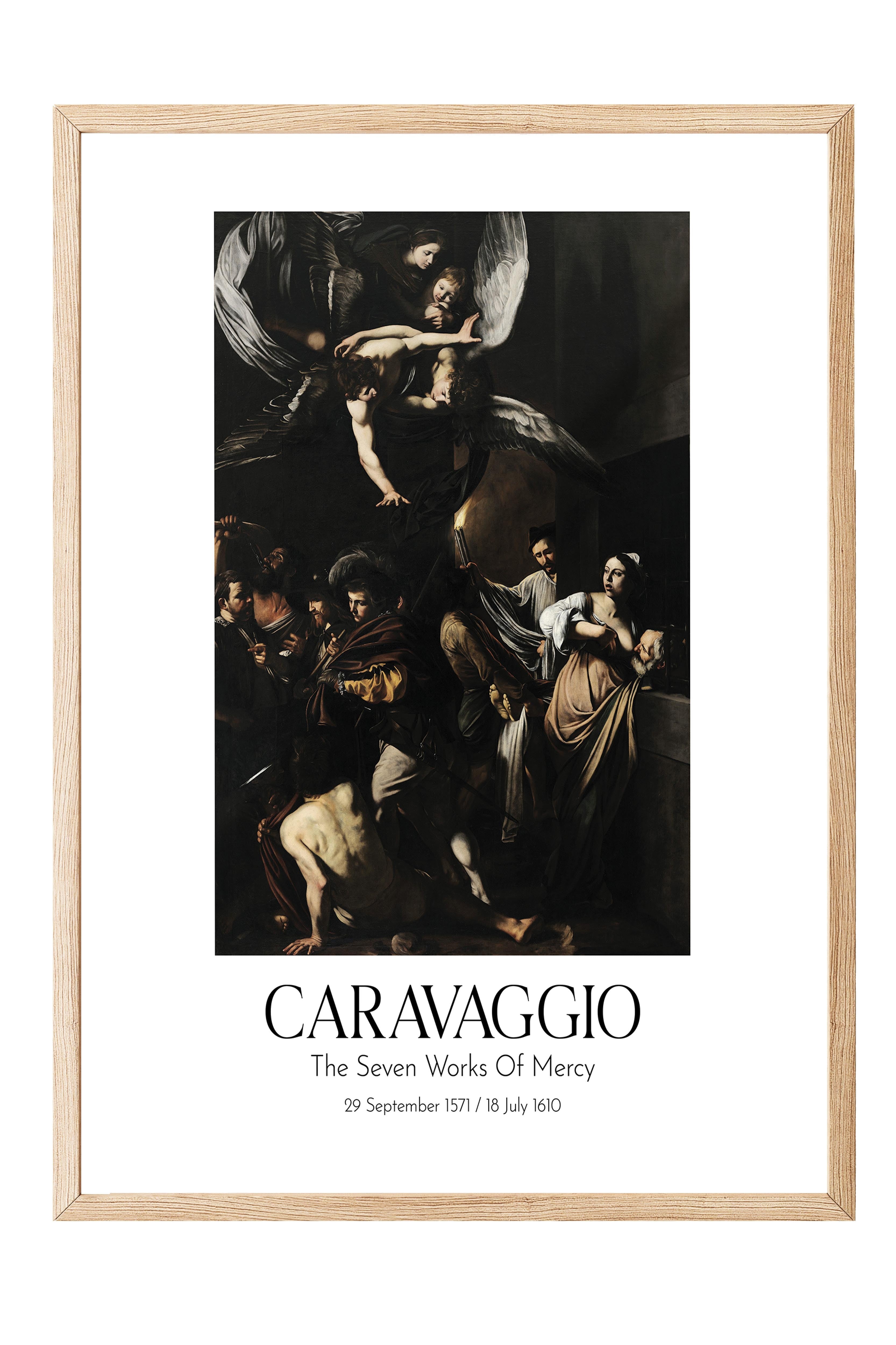 Caravaggio - The Seven Works Of Mercy, Ahşap Çerçeveli Tablo, Sanat Serisi NO:111654
