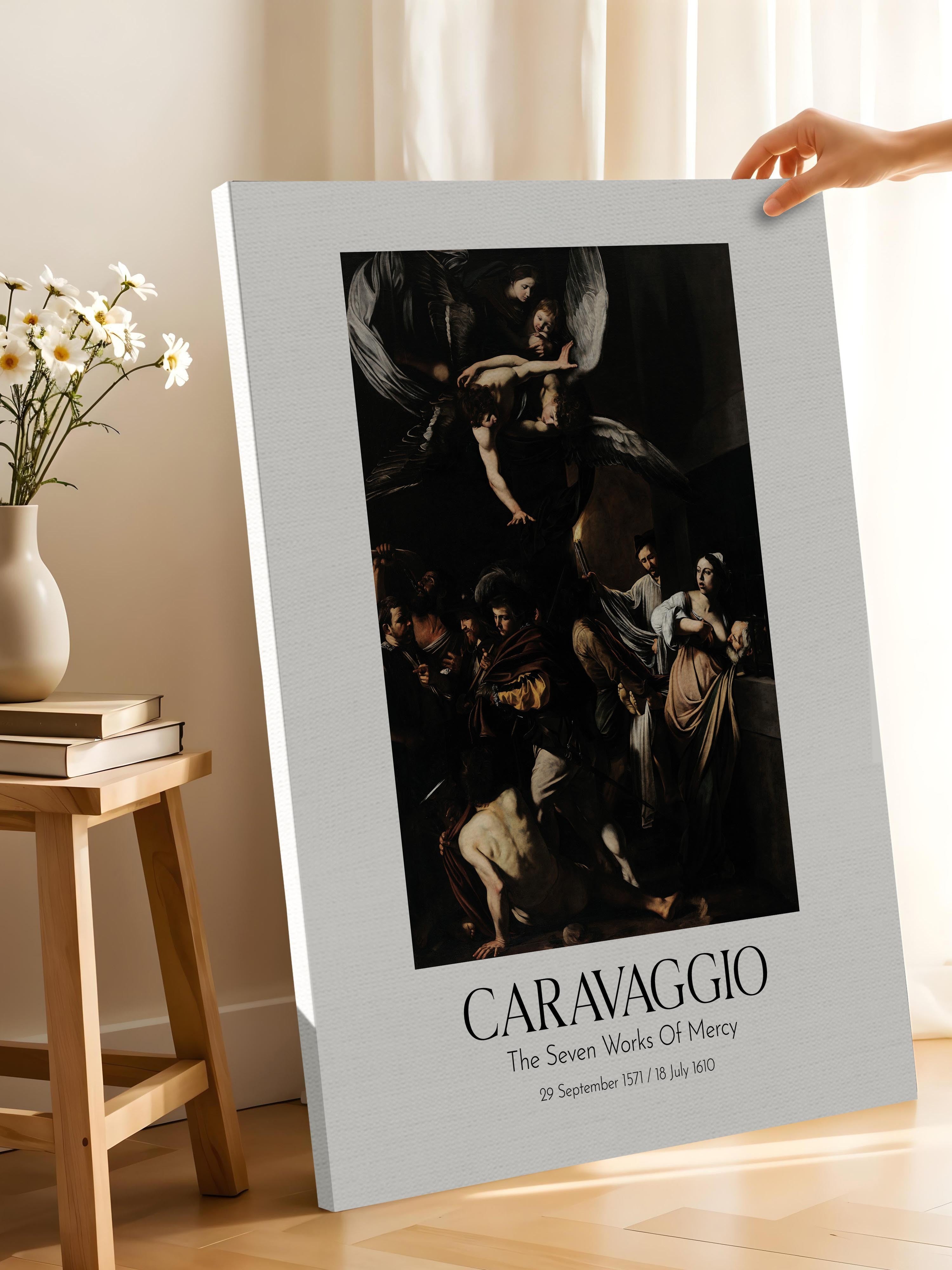 Caravaggio - The Seven Works Of Mercy, Kanvas Tablo, Sanat Serisi NO:111654