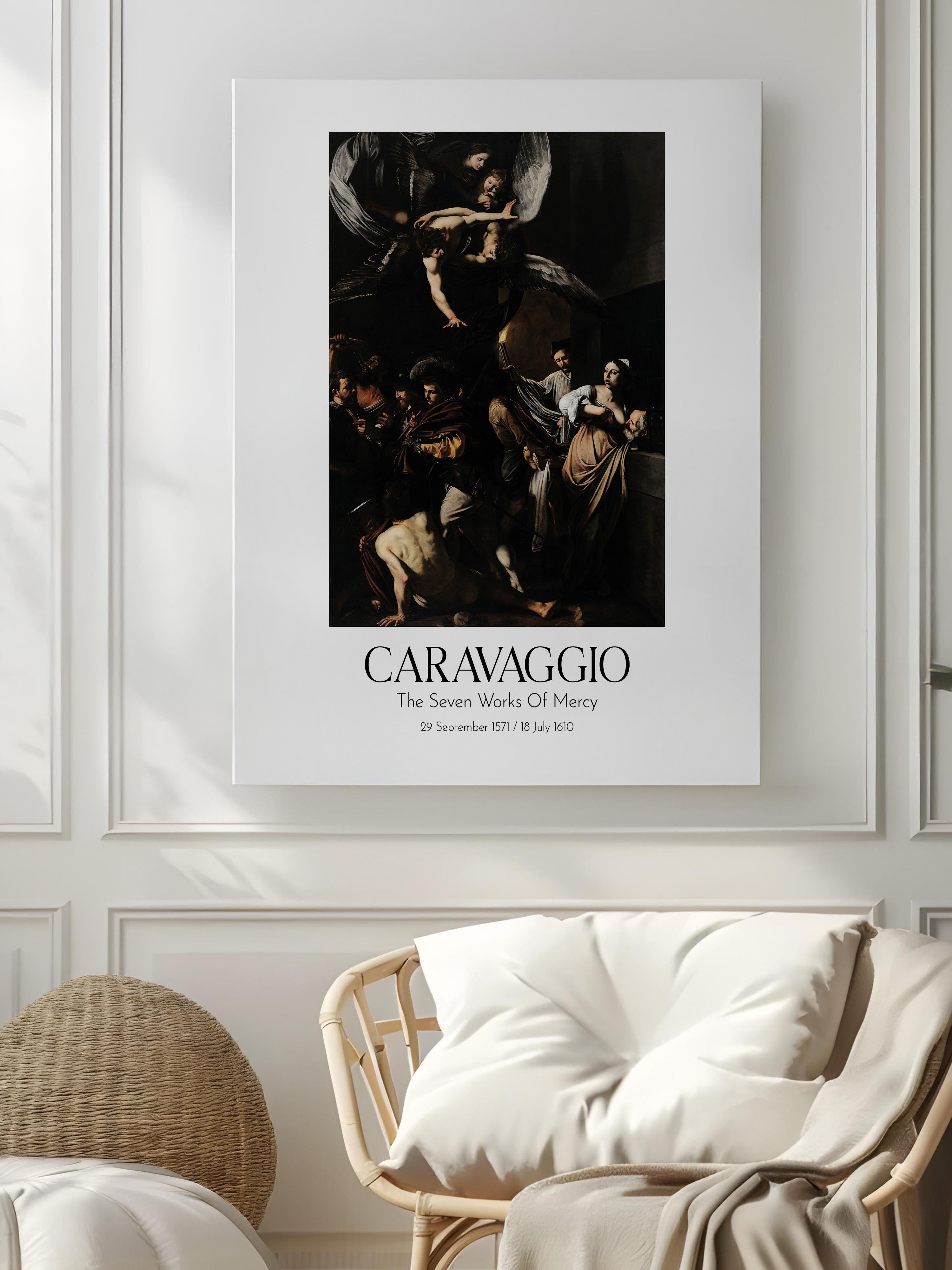 Caravaggio - The Seven Works Of Mercy, Kanvas Tablo, Sanat Serisi NO:111654