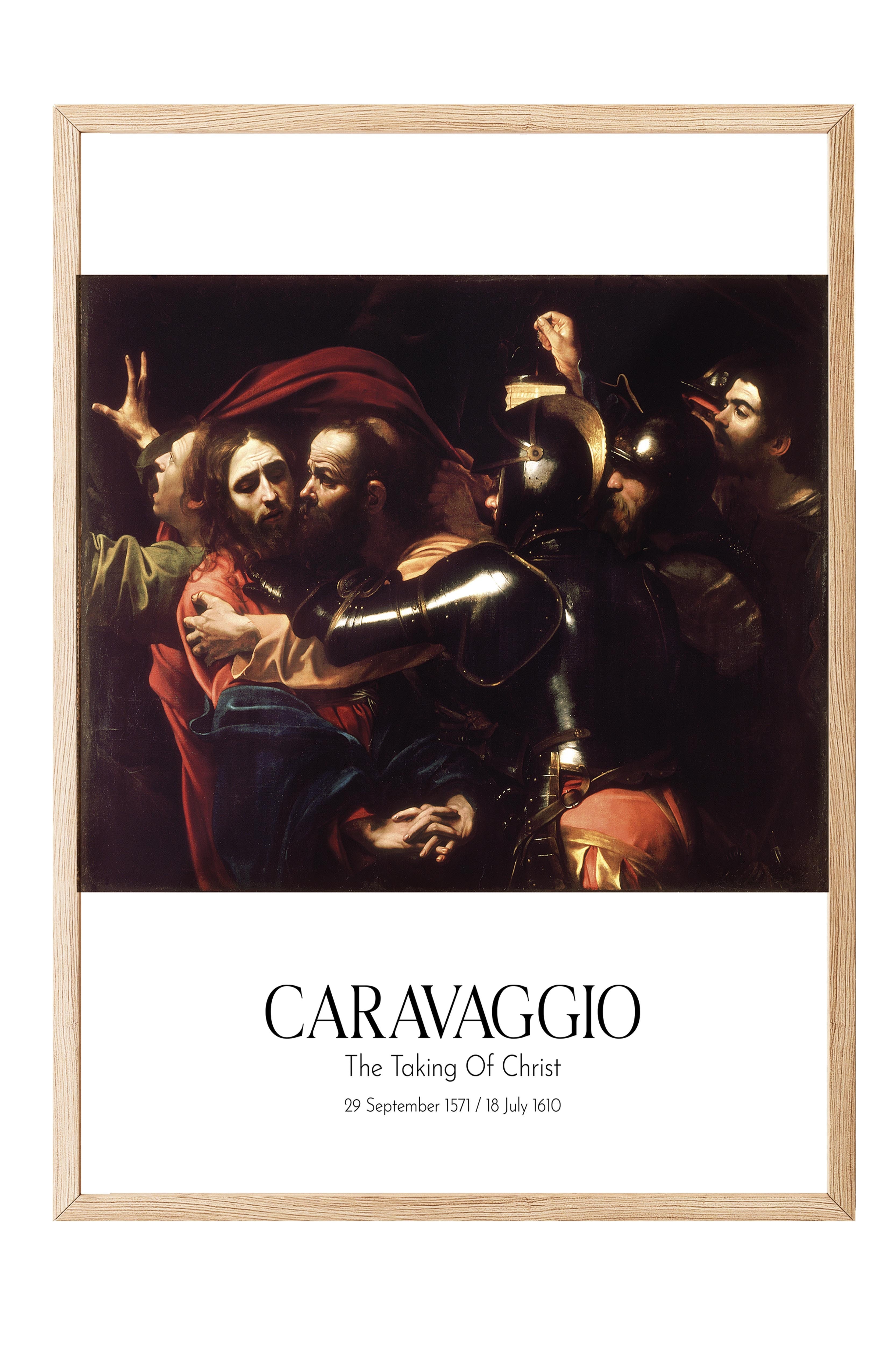 Caravaggio - The Taking Of Christ, Ahşap Çerçeveli Tablo, Sanat Serisi NO:111655