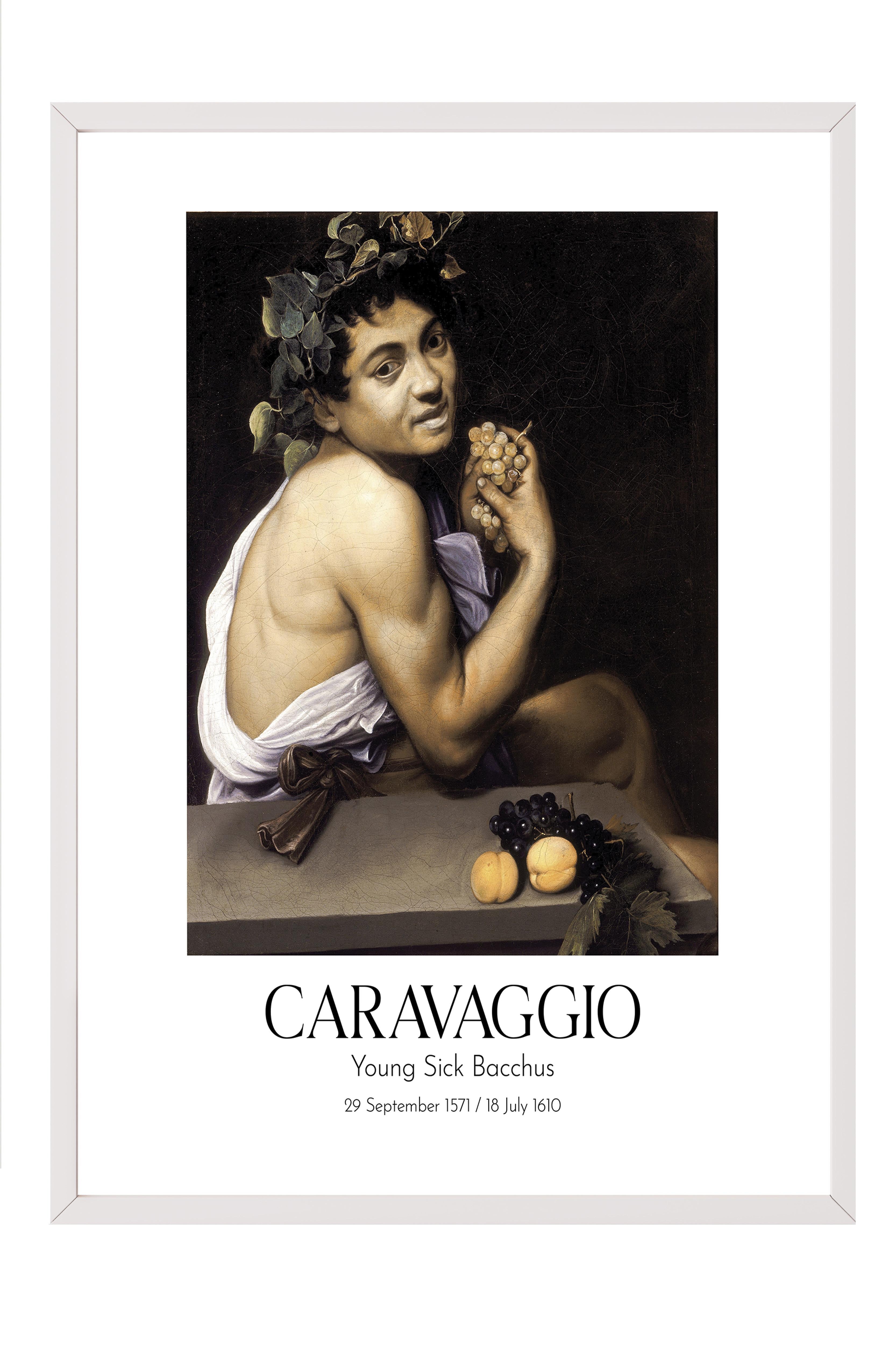 Caravaggio - Young Sick Bacchus, Beyaz Çerçeveli Tablo, Sanat Serisi NO:111656