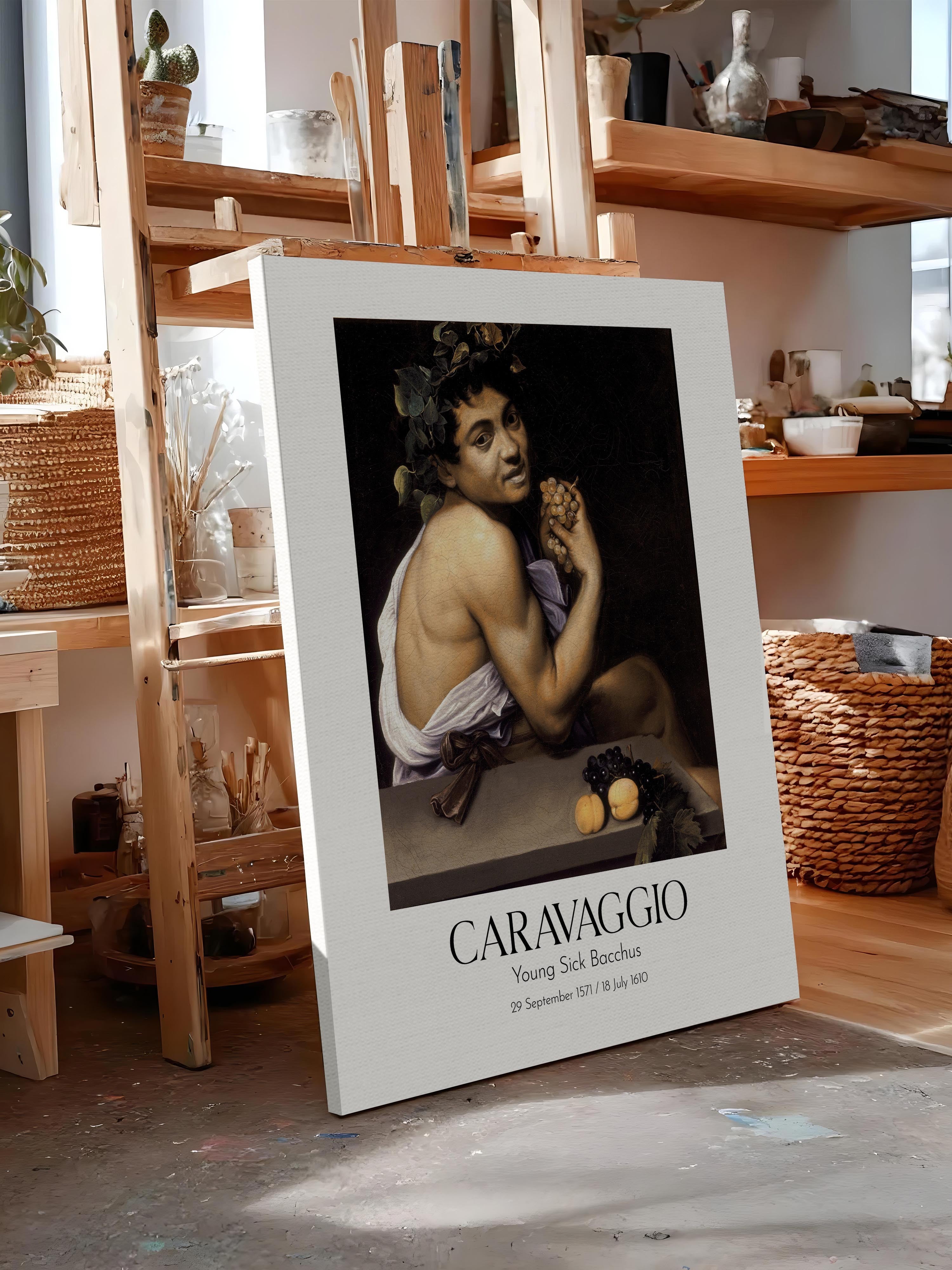 Caravaggio - Young Sick Bacchus, Kanvas Tablo, Sanat Serisi NO:111656
