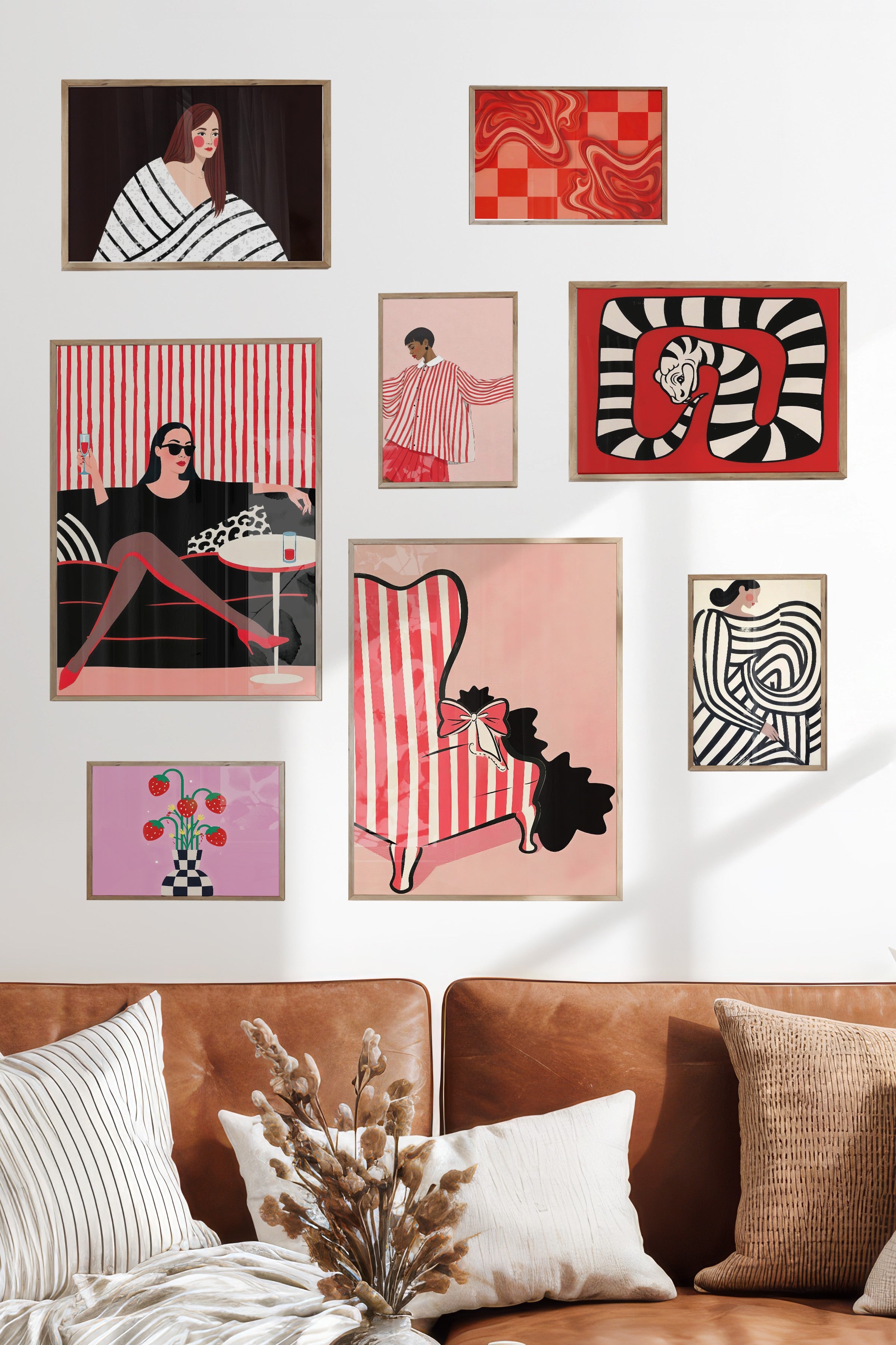 Vintage Pembe Temalı Galeri Seti NO:075