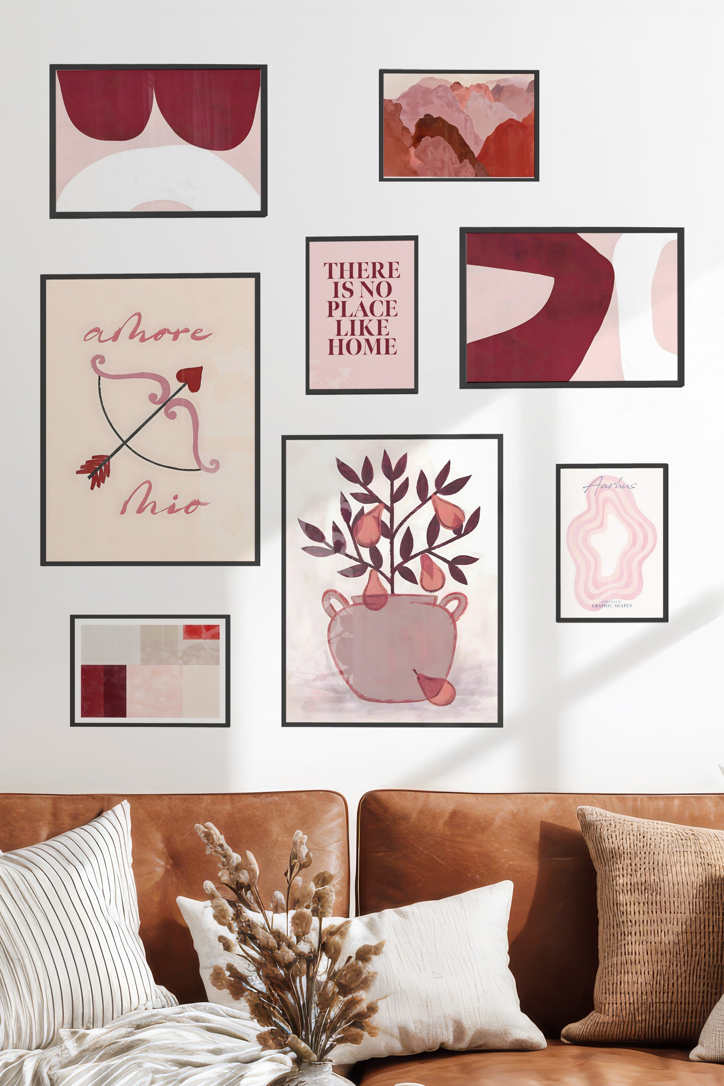 Soyut Kırmızı Temalı Galeri Seti NO:080