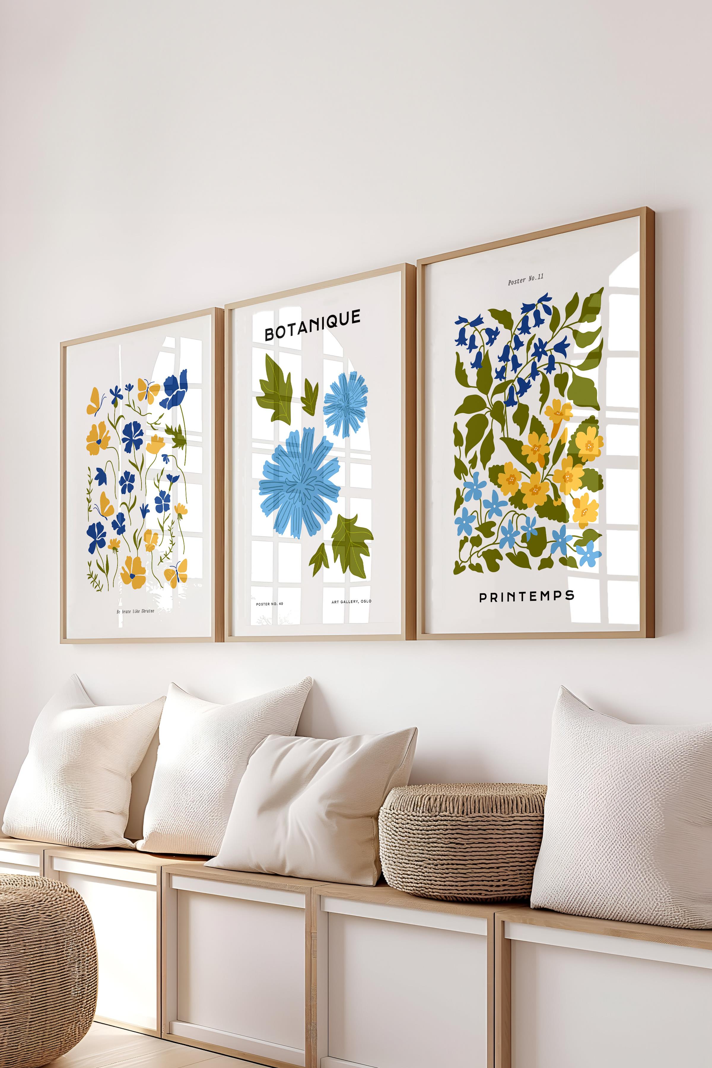 Çerçeveli Tablo Seti, 3 Adet Ahşap Çerçeve ve Minimalist Boho Temalı Poster Seti, No:300511