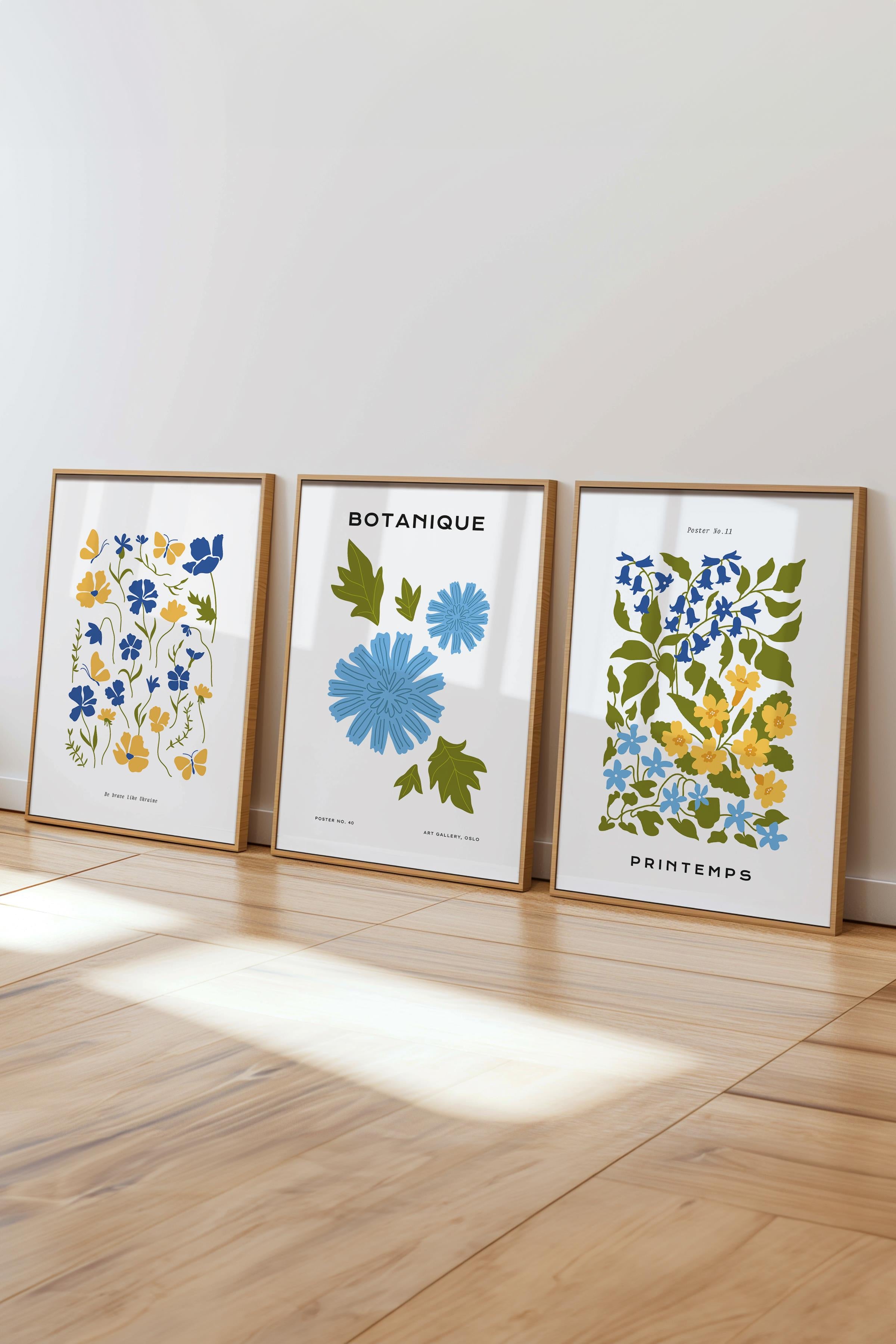 Çerçeveli Tablo Seti, 3 Adet Ahşap Çerçeve ve Minimalist Boho Temalı Poster Seti, No:300511
