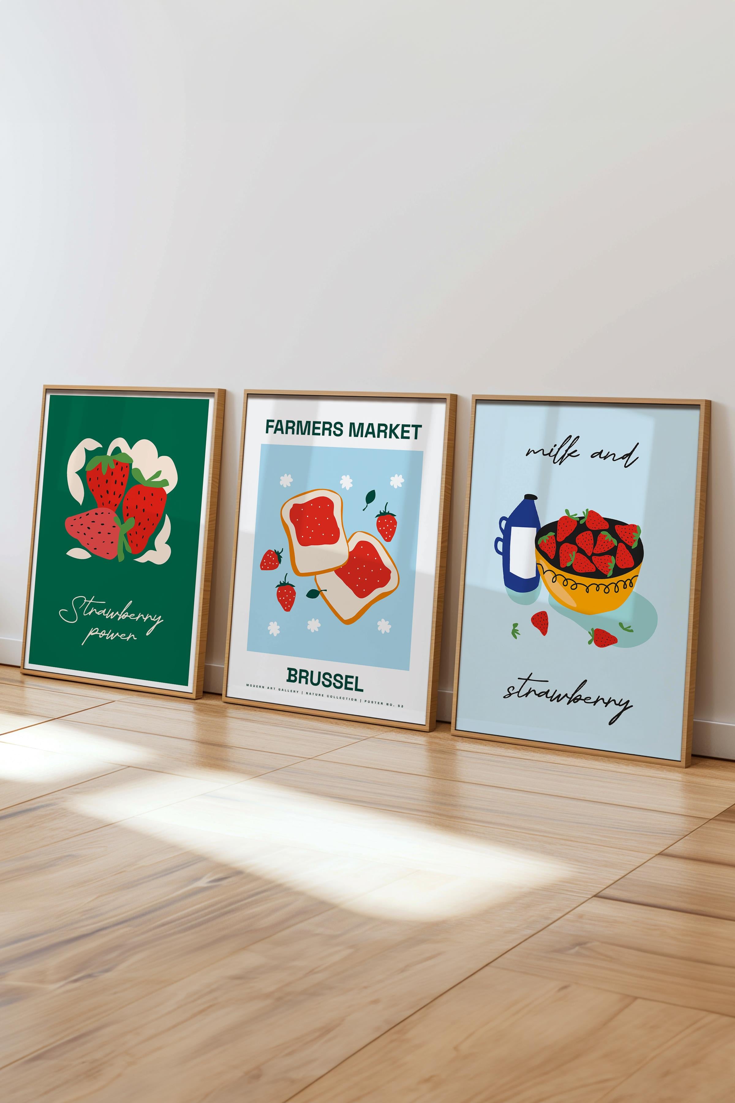 Çerçeveli Tablo Seti, 3 Adet Ahşap Çerçeve ve Minimalist Boho Temalı Poster Seti, No:300513