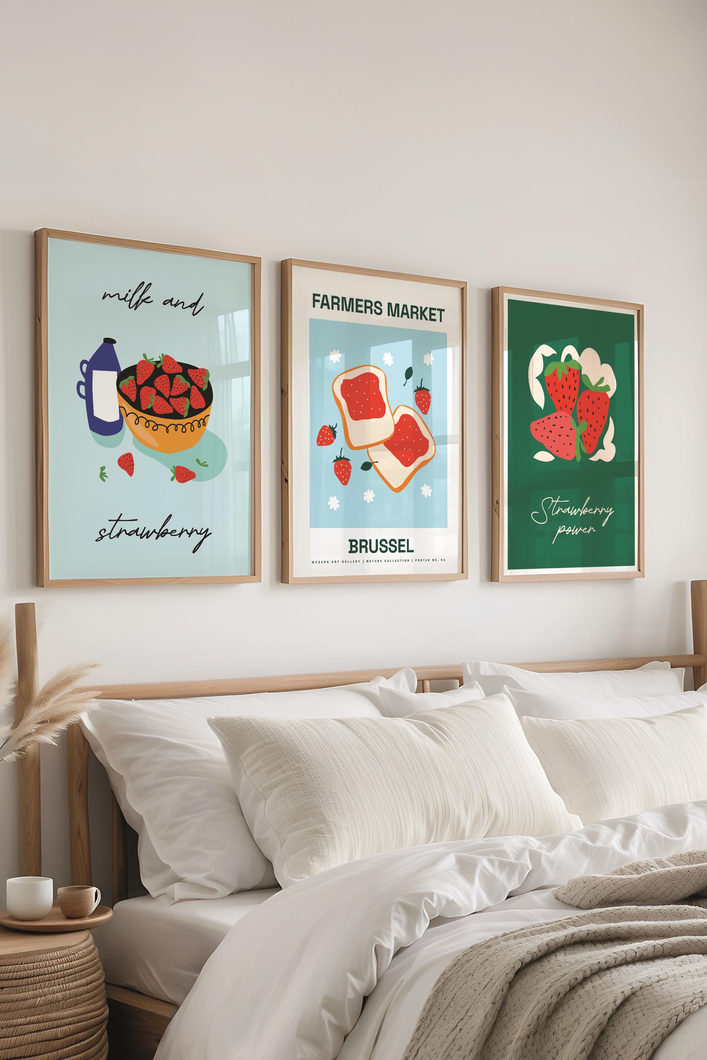 Çerçeveli Tablo Seti, 3 Adet Ahşap Çerçeve ve Minimalist Boho Temalı Poster Seti, No:300513