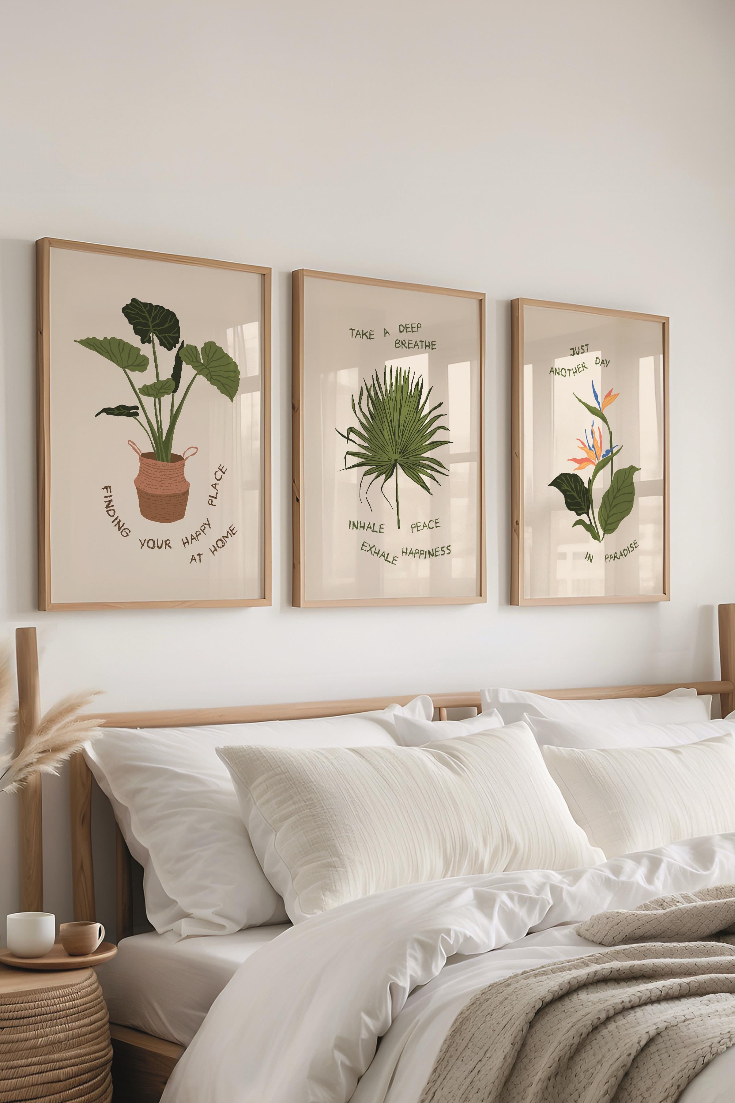 Çerçeveli Tablo Seti, 3 Adet Ahşap Çerçeve ve Minimalist Çizim Temalı Poster Seti, No:300532