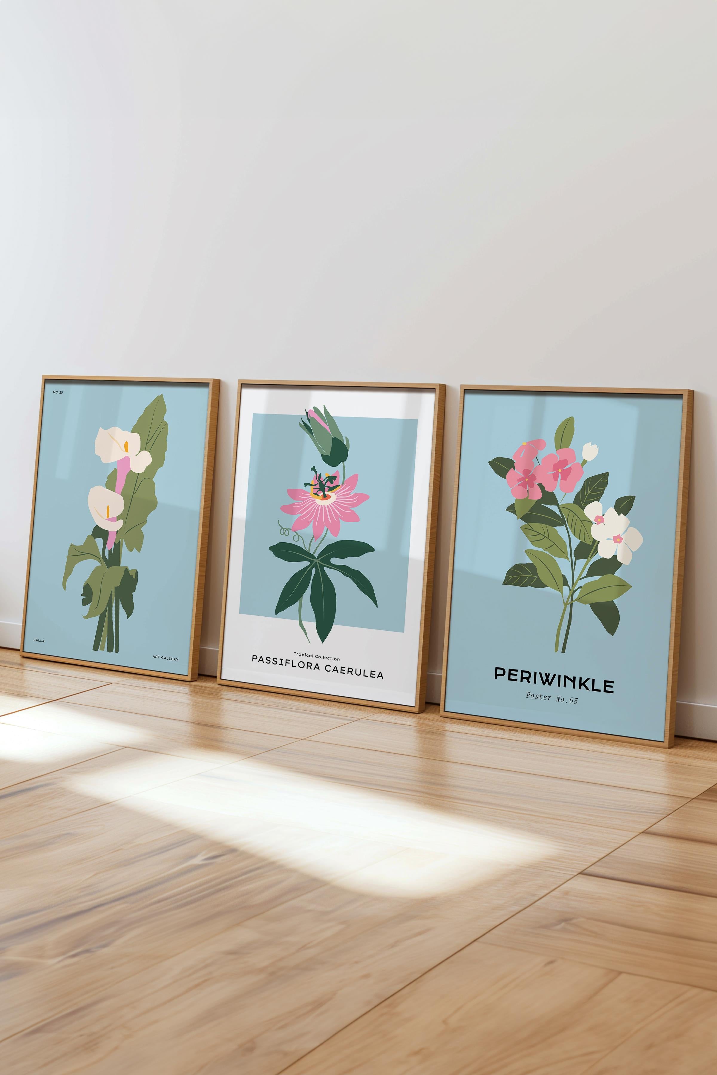 Çerçeveli Tablo Seti, 3 Adet Ahşap Çerçeve ve Minimalist Çizim Temalı Poster Seti, No:300617