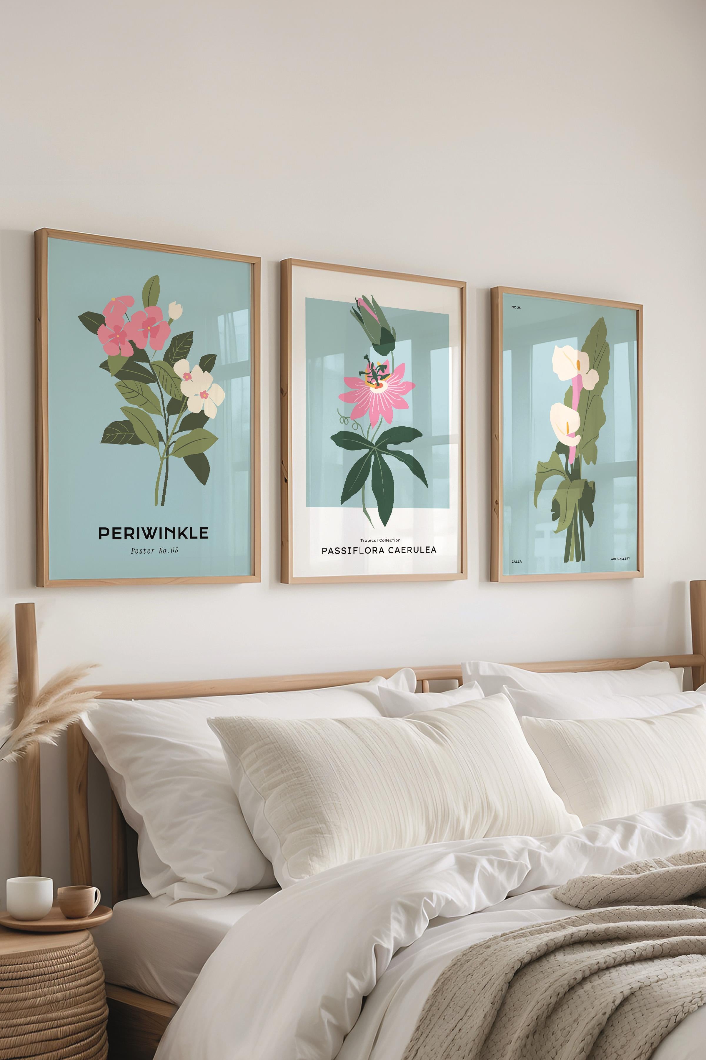 Çerçeveli Tablo Seti, 3 Adet Ahşap Çerçeve ve Minimalist Çizim Temalı Poster Seti, No:300617